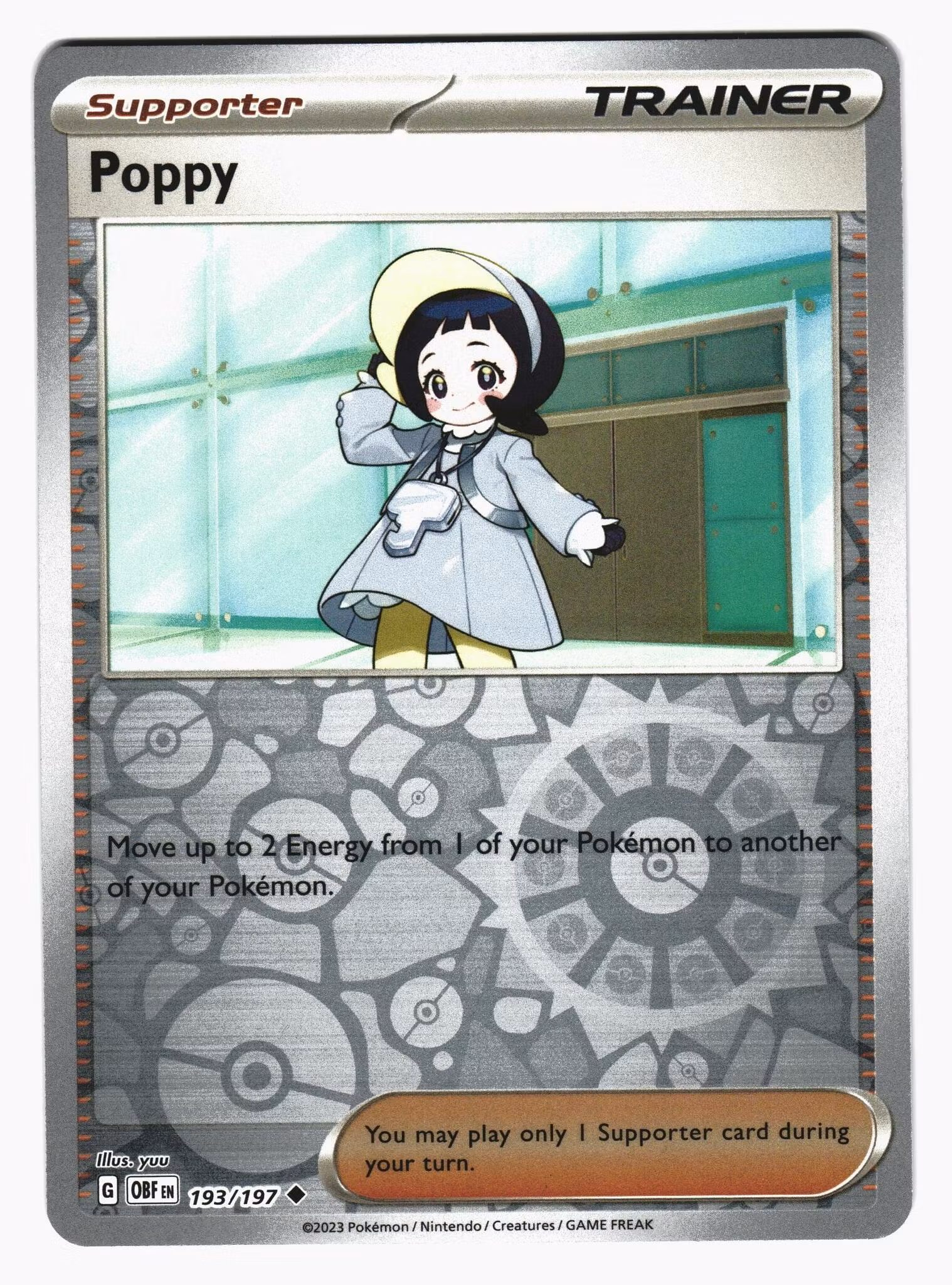 Poppy Reverse Holo Uncommon 193/197 Obsidian Flames Pokemon