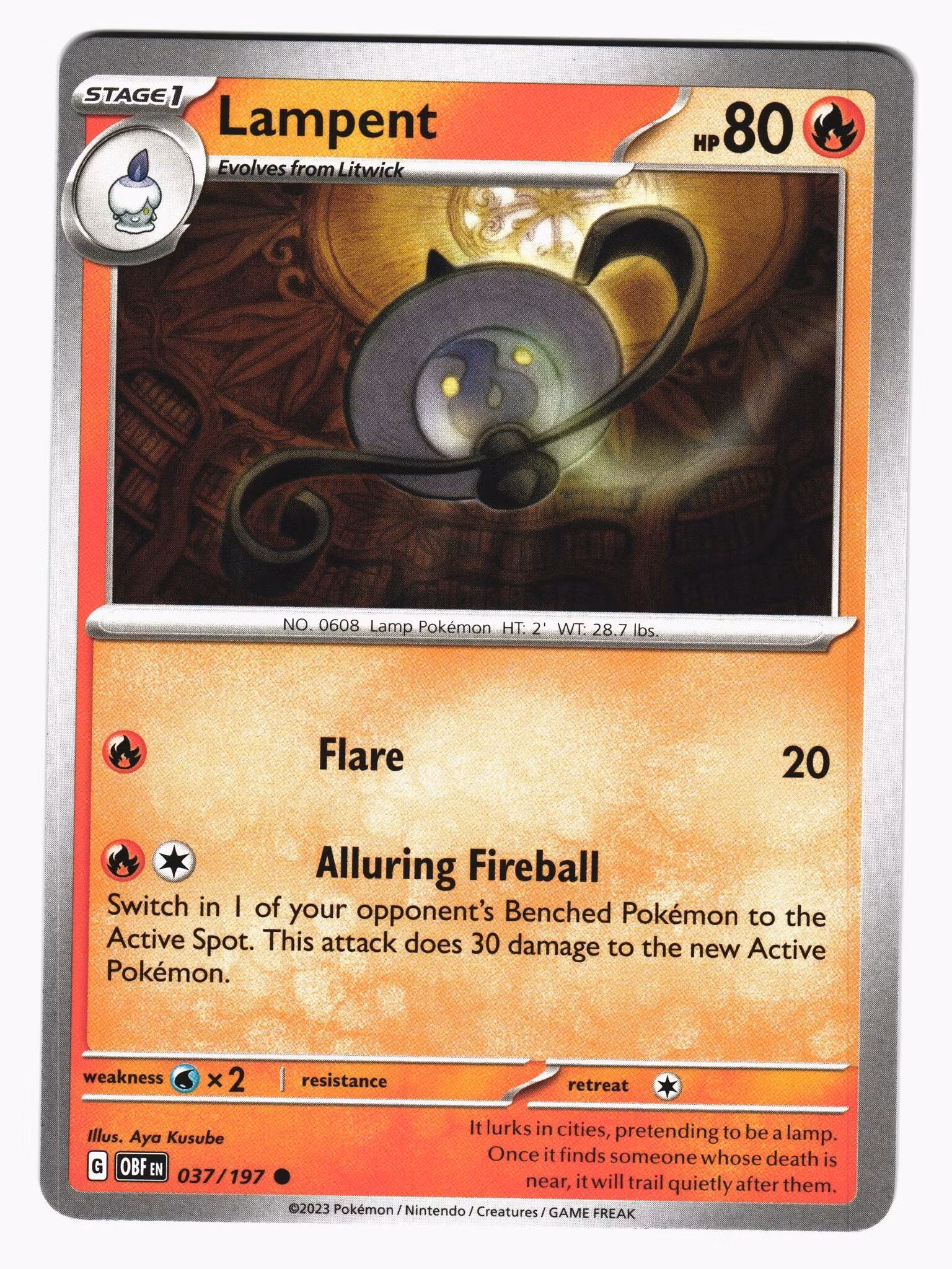 Lampent Common 037/197 Obsidian Flames Pokemon