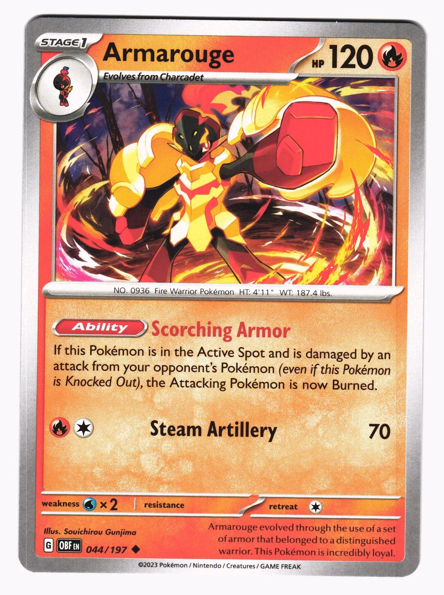Armarouge Uncommon 044/197 Obsidian Flames Pokemon