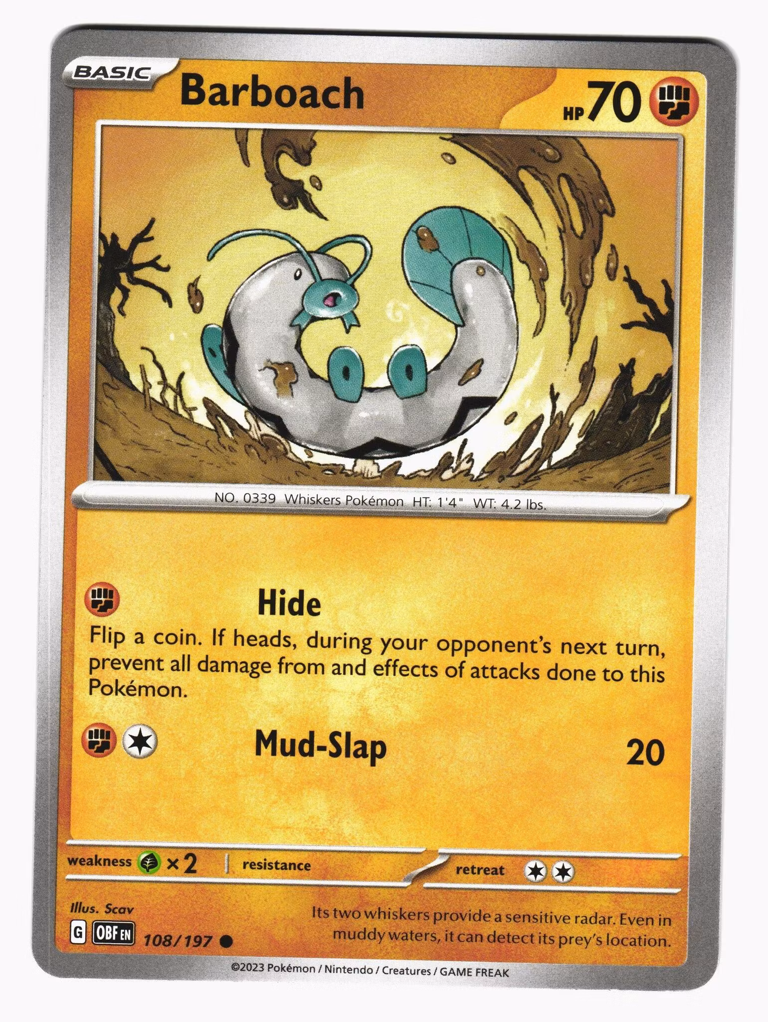 Barboach Common 108/197 Obsidian Flames Pokemon