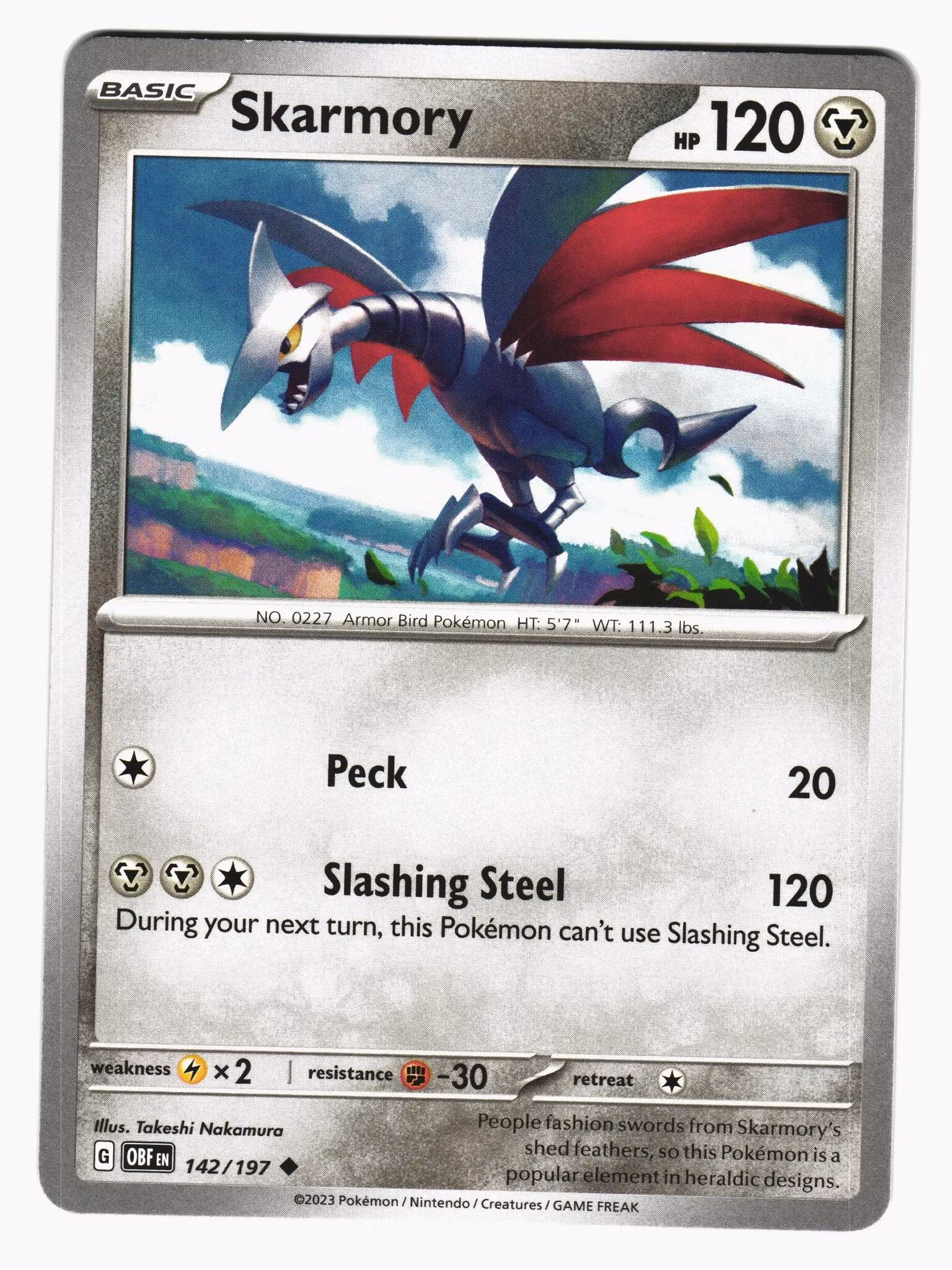 Skarmory Uncommon 142/197 Obsidian Flames Pokemon