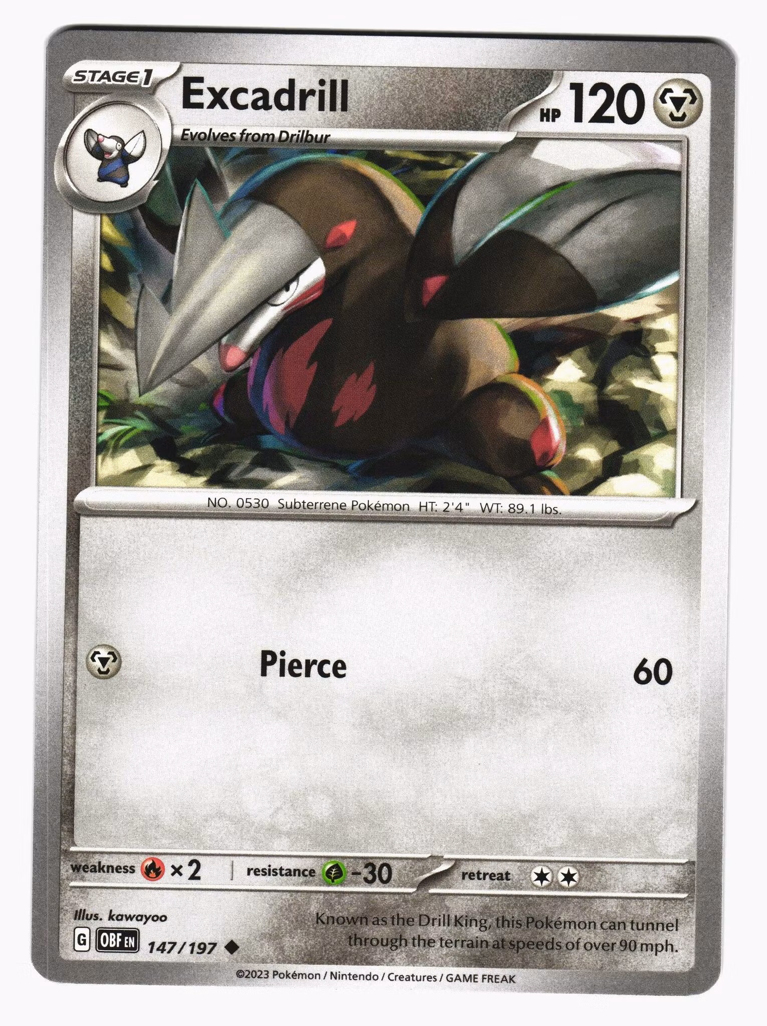 Excadill Uncommon 147/197 Obsidian Flames Pokemon