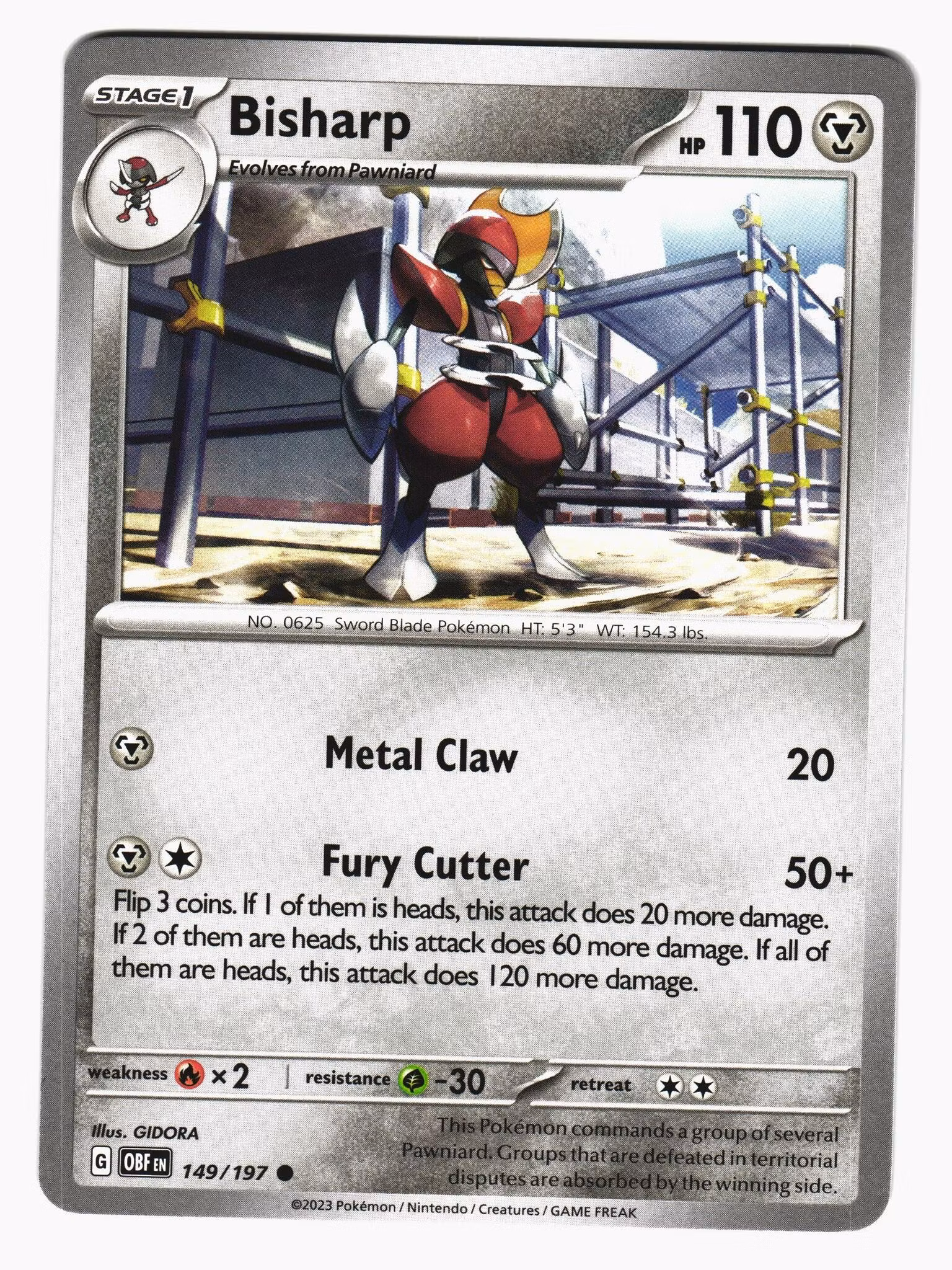 Bisharp Uncommon 149/197 Obsidian Flames Pokemon