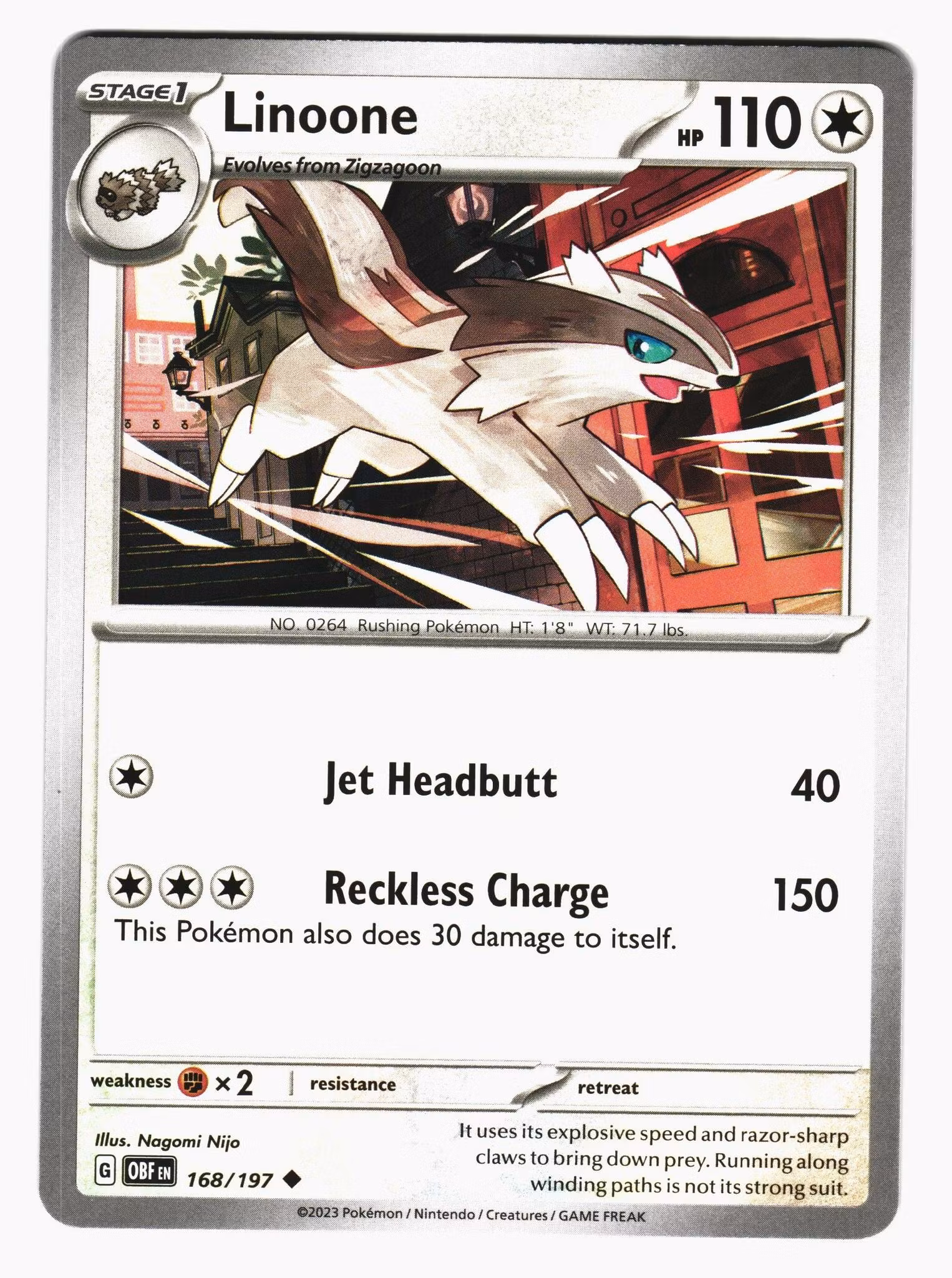 Linoone Uncommon 168/197 Obsidian Flames Pokemon