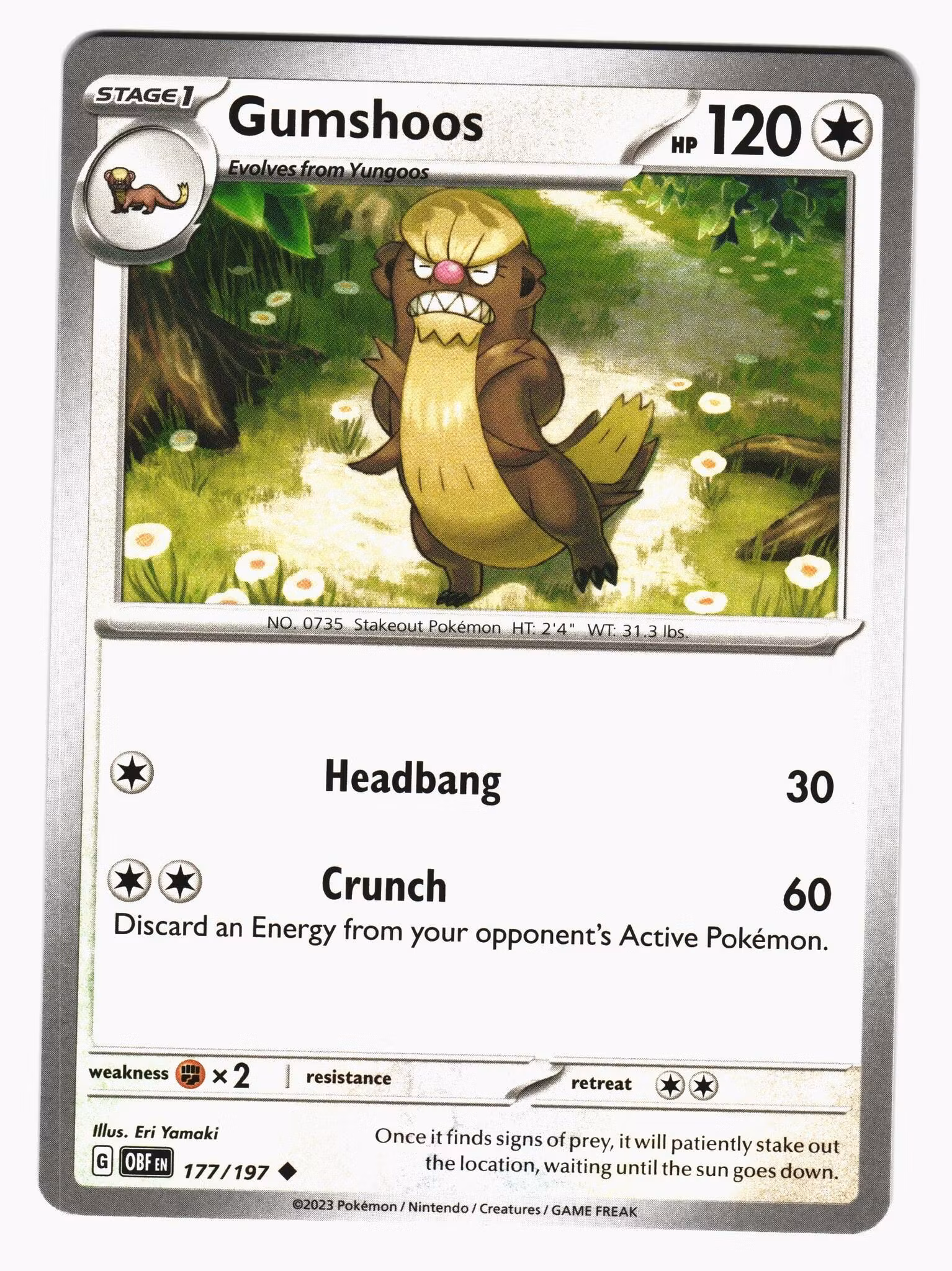 Gumshoos Uncommon 177/197 Obsidian Flames Pokemon