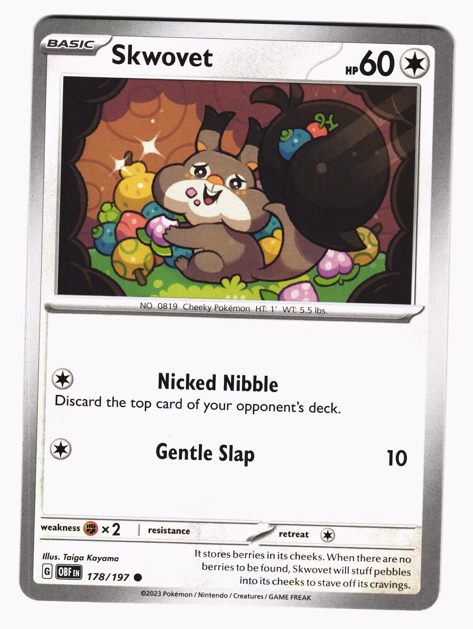 Skwovet Common 178/197 Obsidian Flames Pokemon