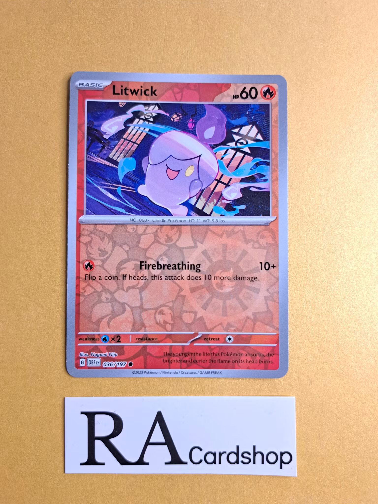 Litwick Reverse Holo Common 036/197 Obsidian Flames Pokemon