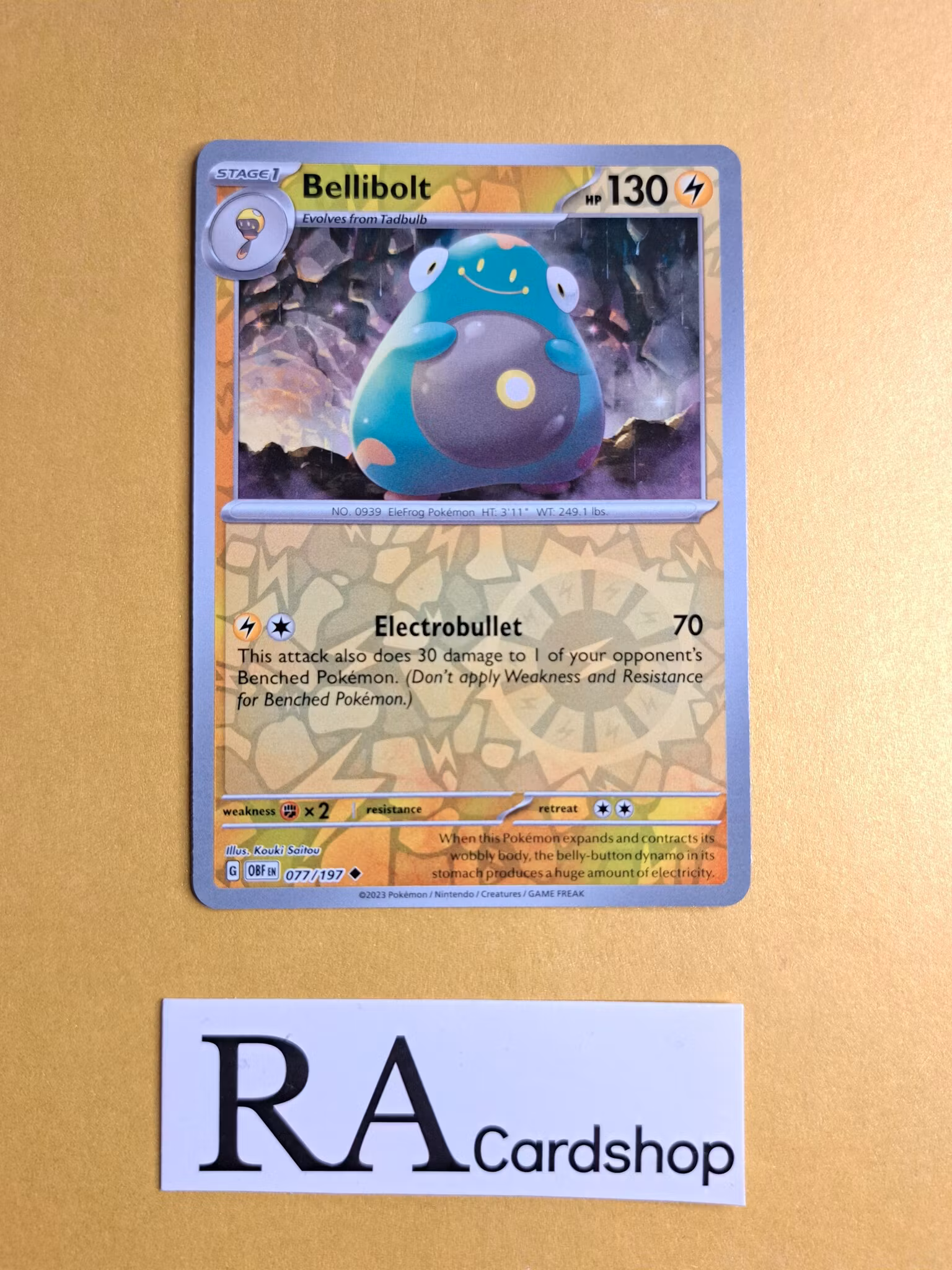 Bellibolt Reverse Holo Uncommon 077/197 Obsidian Flames Pokemon