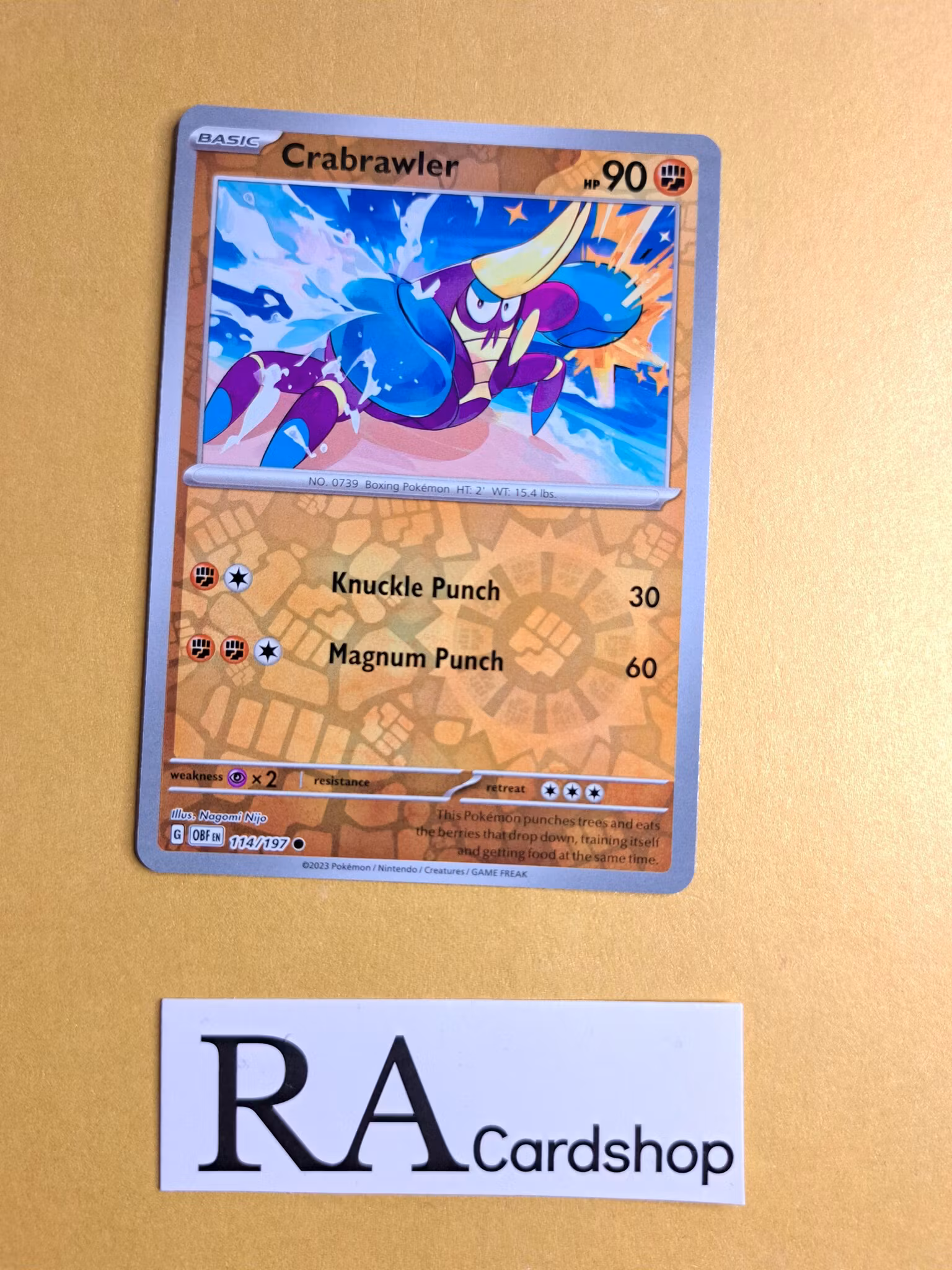 Crabrawler Reverse Holo Common 114/197 Obsidian Flames Pokemon