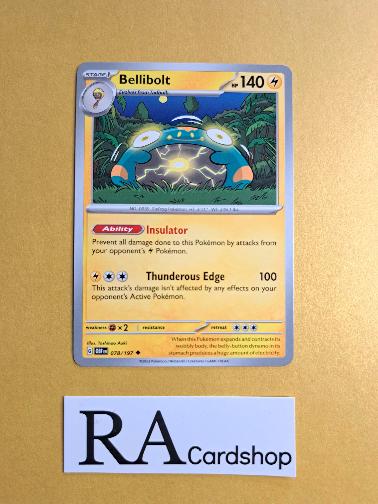 Bellibolt Uncommon 078/197 Obsidian Flames Pokemon