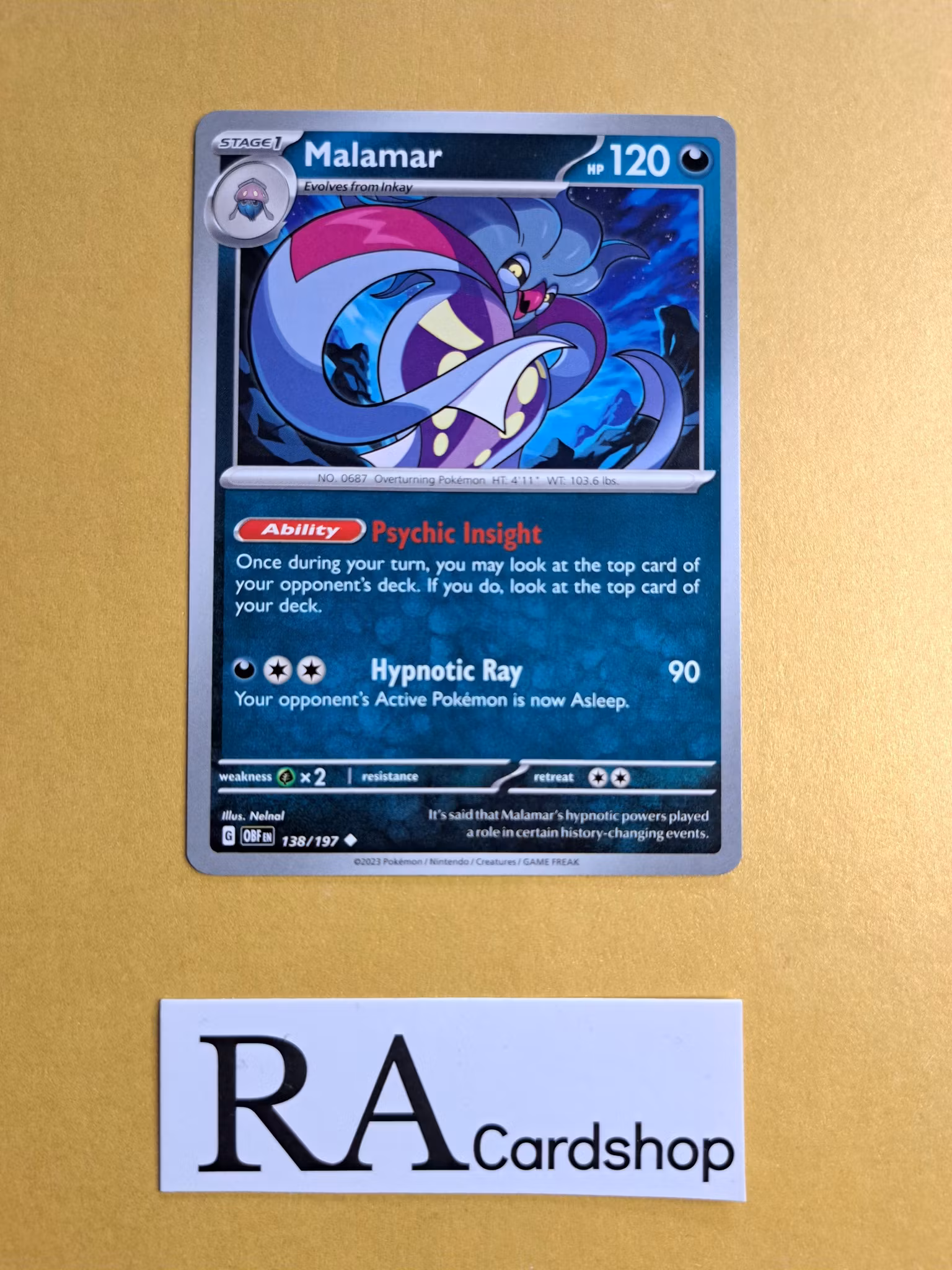 Malamar Uncommon 138/197 Obsidian Flames Pokemon