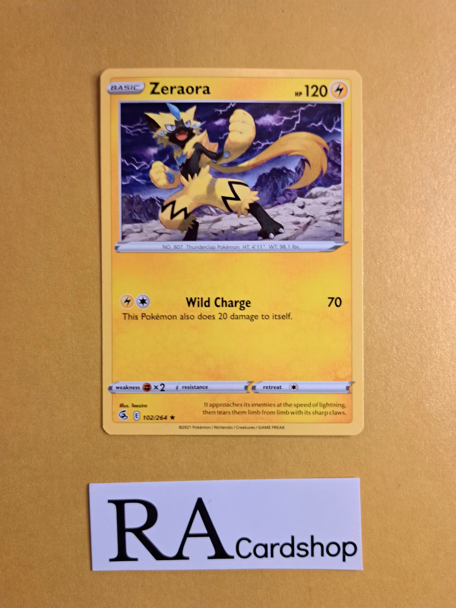Zeraora Rare 102/264 Fusion Strike Pokemon