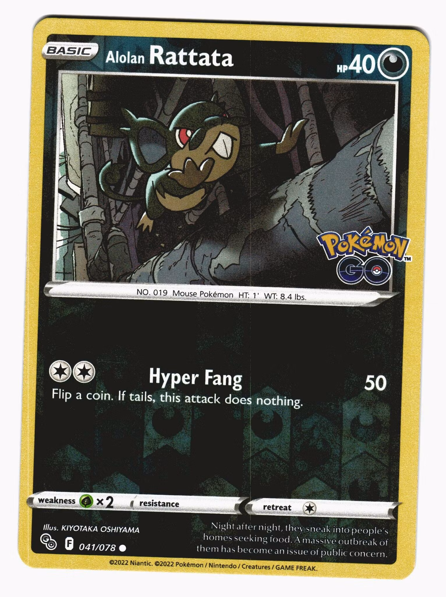 Alolan Rattata Reverse Holo Common 041/078 Pokemon GO Pokemon