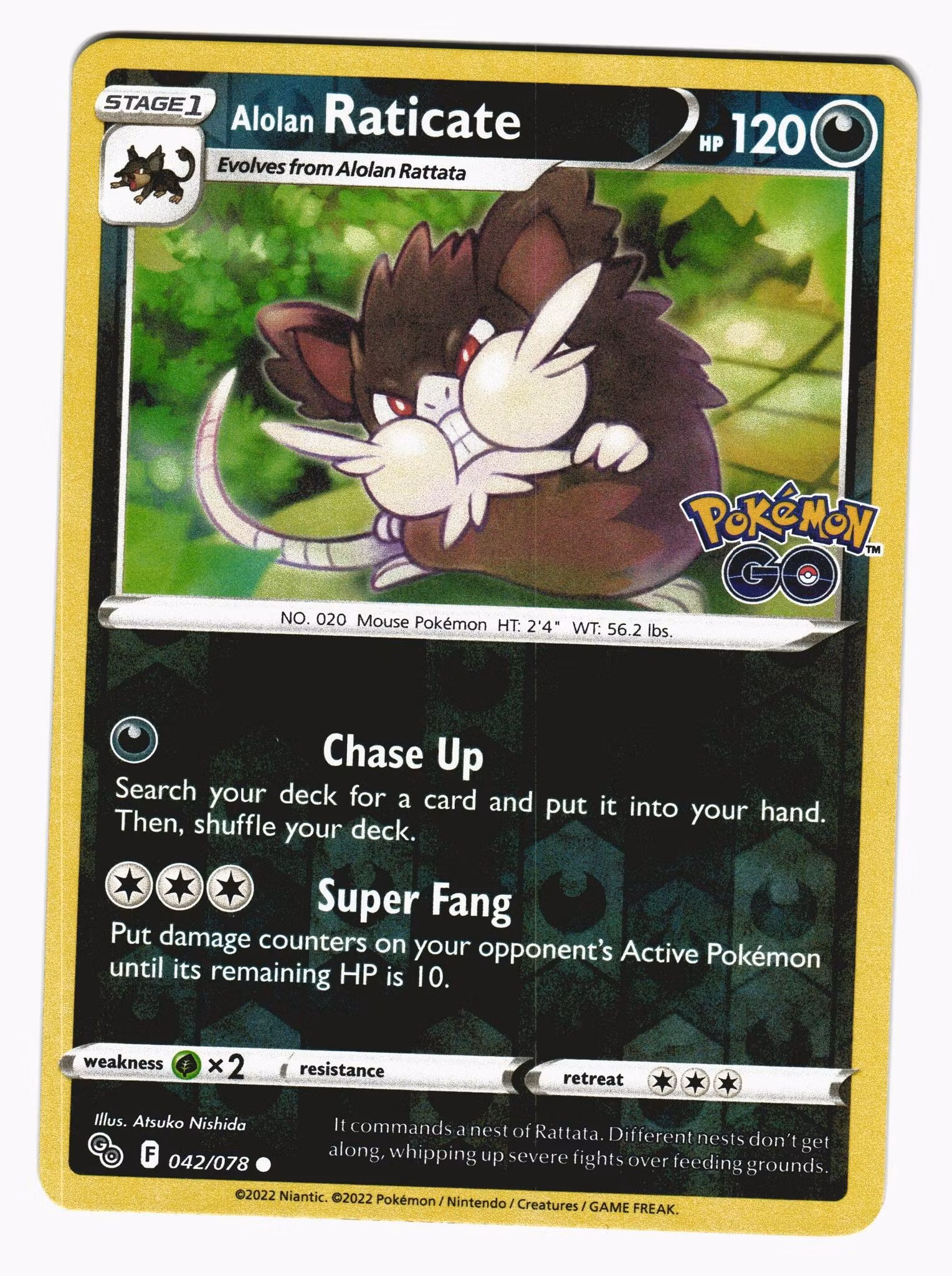 Alolan Raticate Reverse Holo Common 042/078 Pokemon GO Pokemon