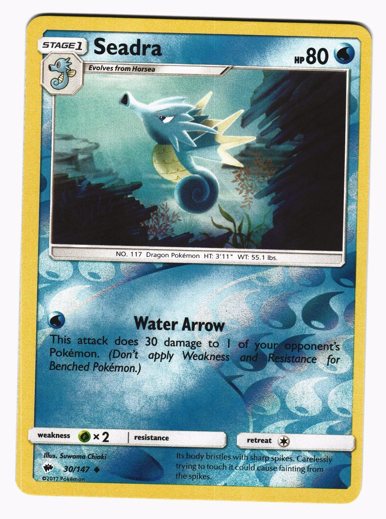 Seadra Reverse Holo Uncommon 30/147 Burning Shadows Pokemon