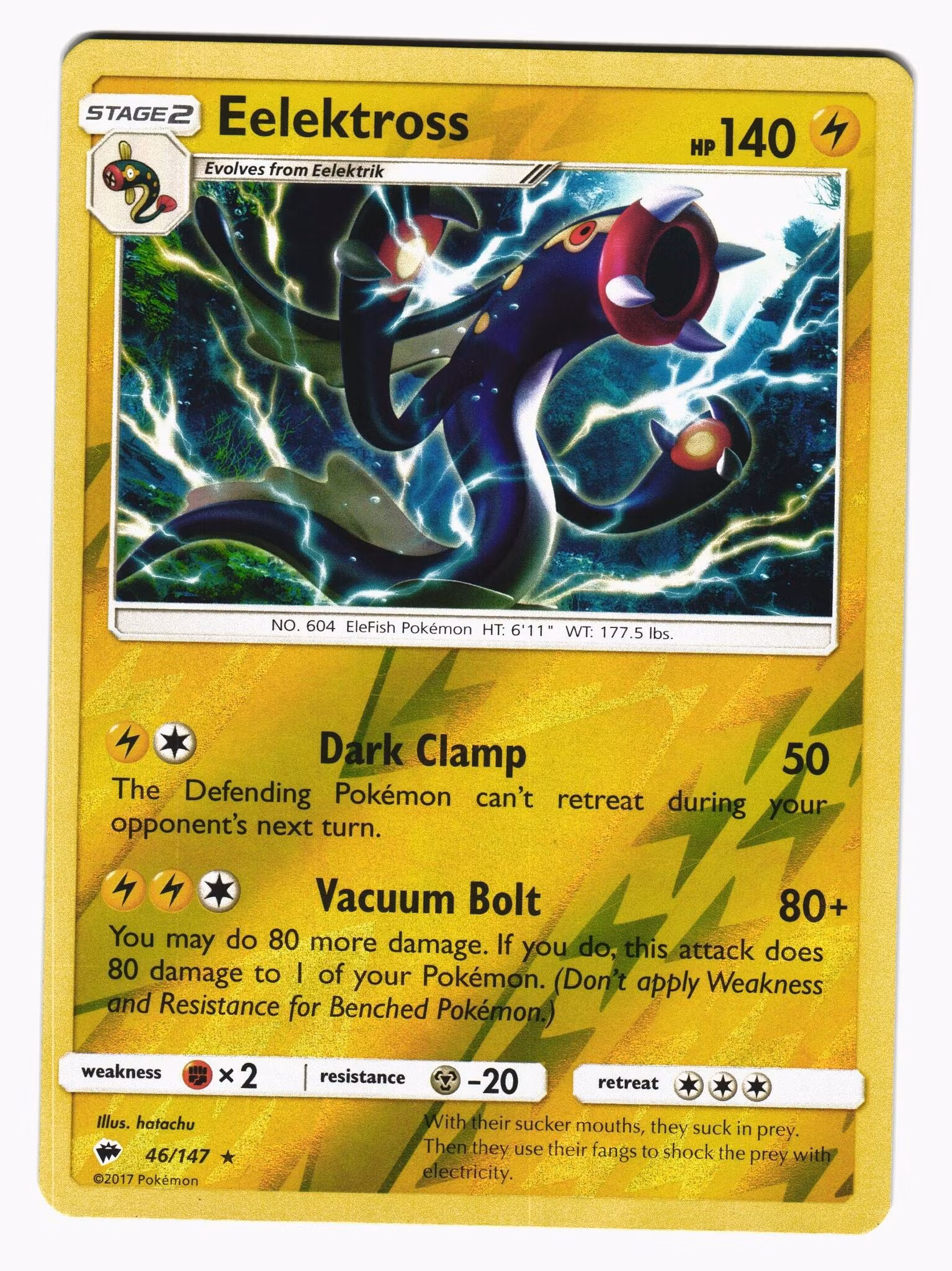 Elektross Reverse Holo Rare 46/147 Burning Shadows Pokemon