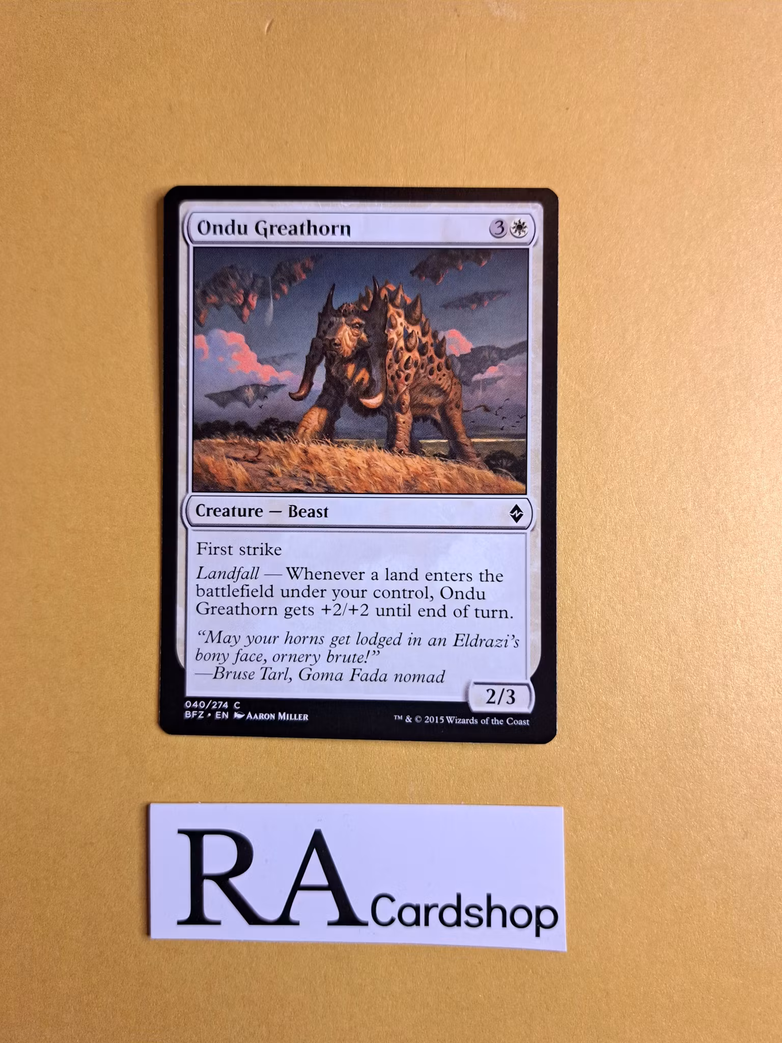 Ondu Greathorn Common 040/274 Battle for Zendikar (BFZ) Magic the Gathering