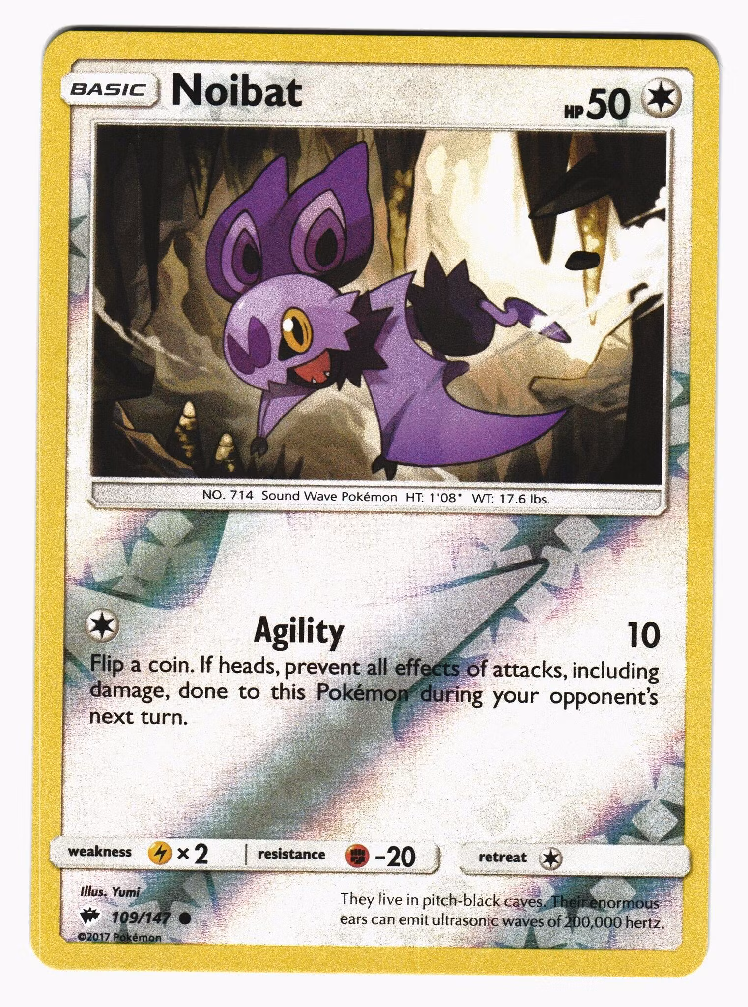Noibat Reverse Holo Common 109/147 Burning Shadows Pokemon