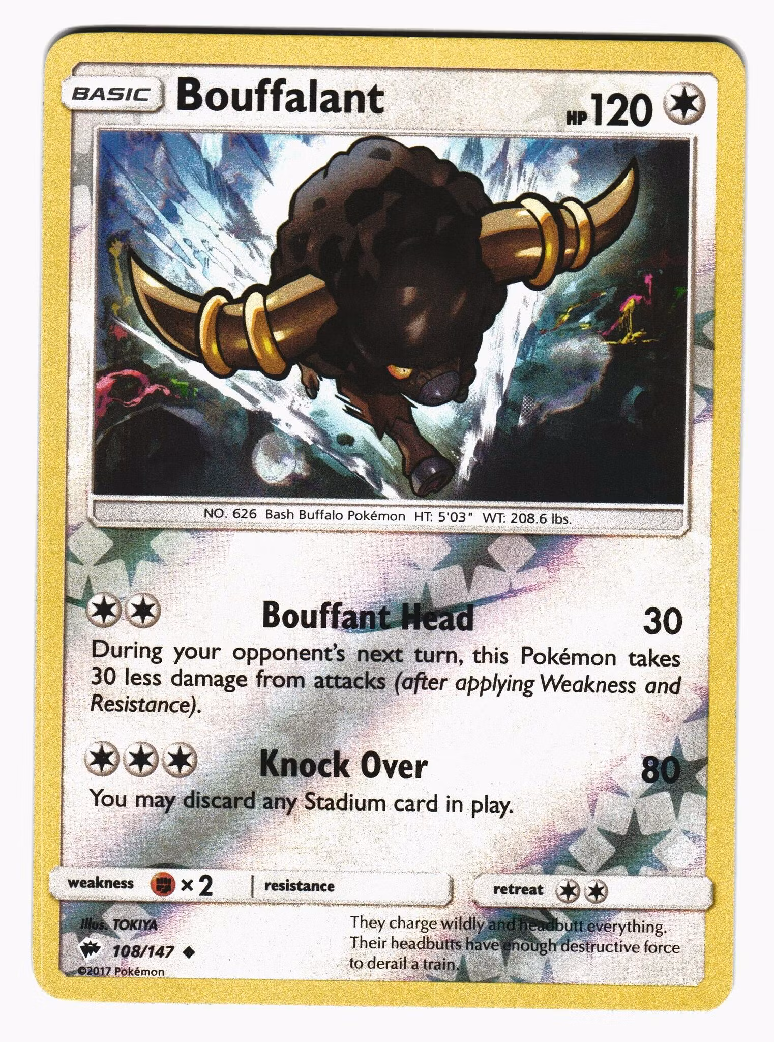 Bouffalant Reverse Holo Uncommon 108/147 Burning Shadows Pokemon