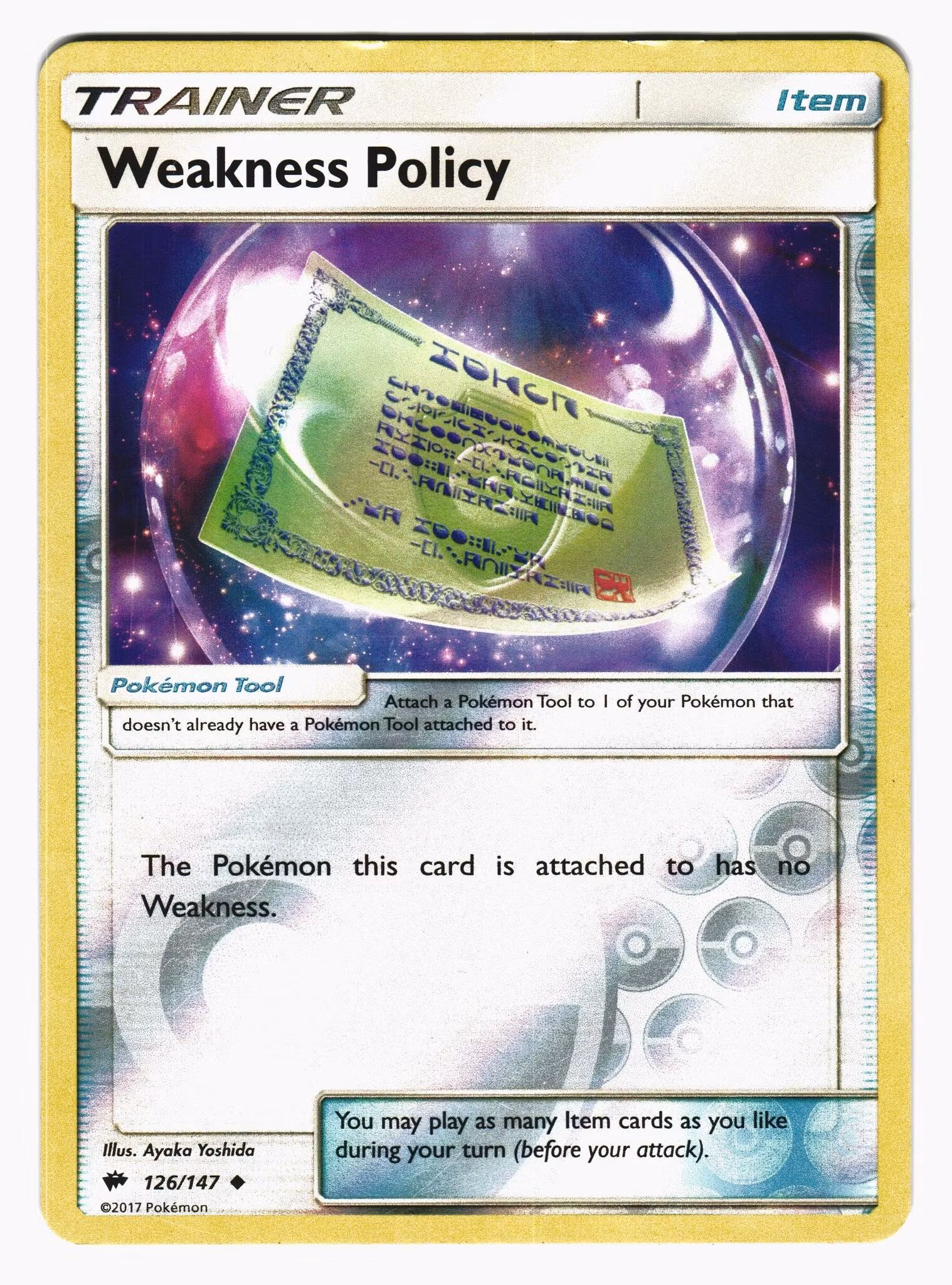Weakness Policy Reverse Holo Uncommon 126/147 Burning Shadows Pokemon
