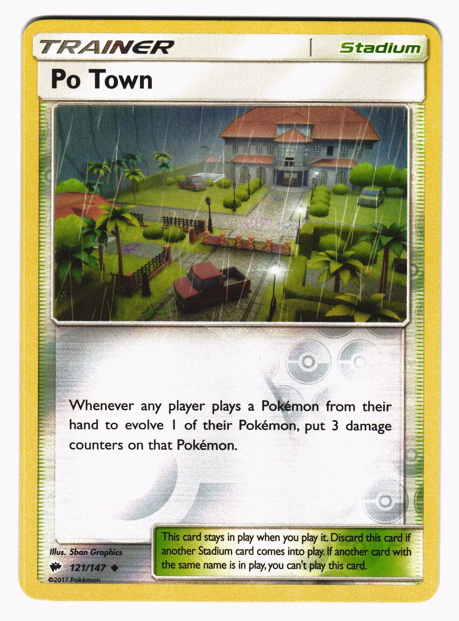 Po Town Reverse Holo Uncommon 121/147 Burning Shadows Pokemon