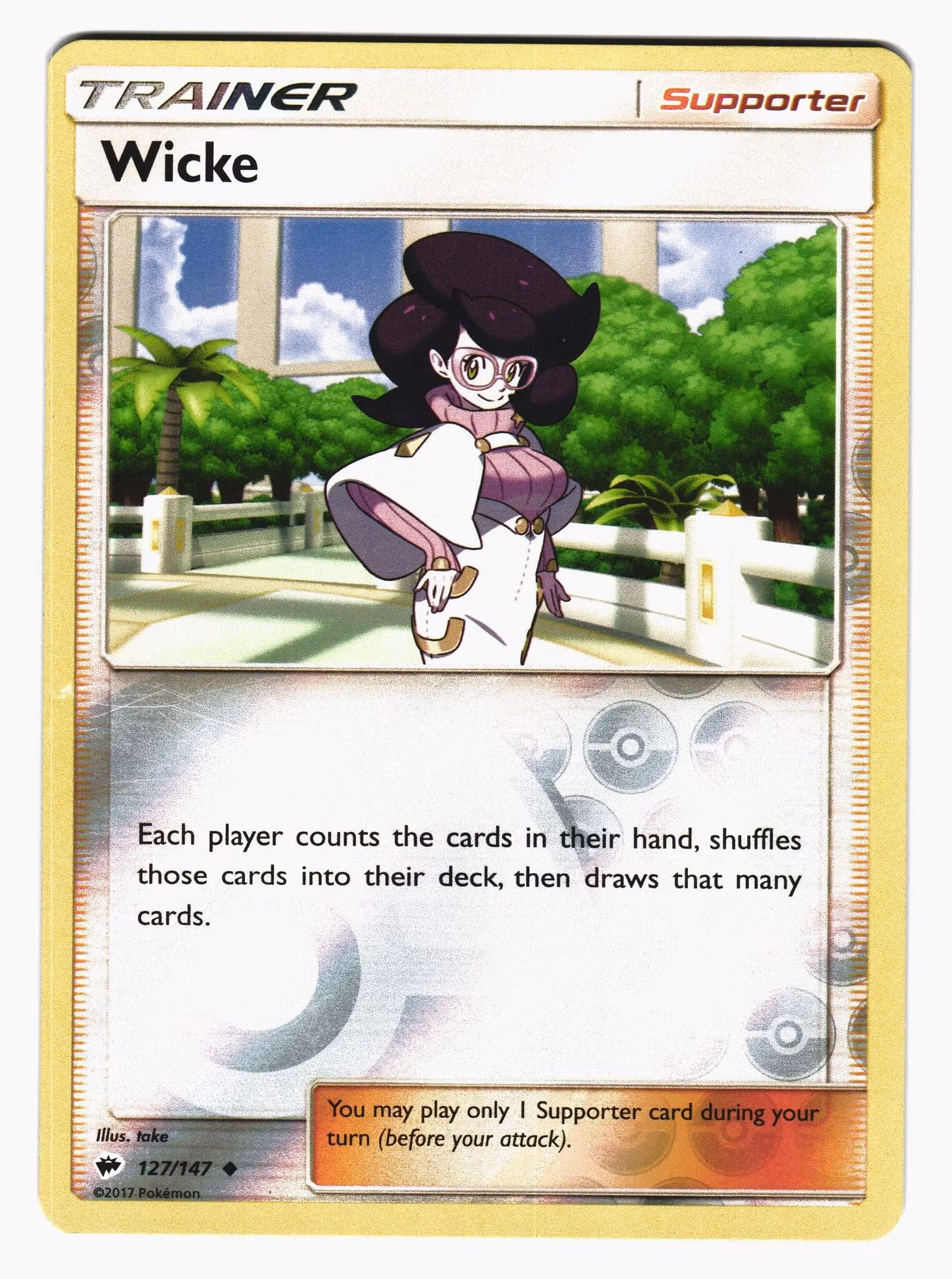Wicke Reverse Holo Uncommon 127/147 Burning Shadows Pokemon
