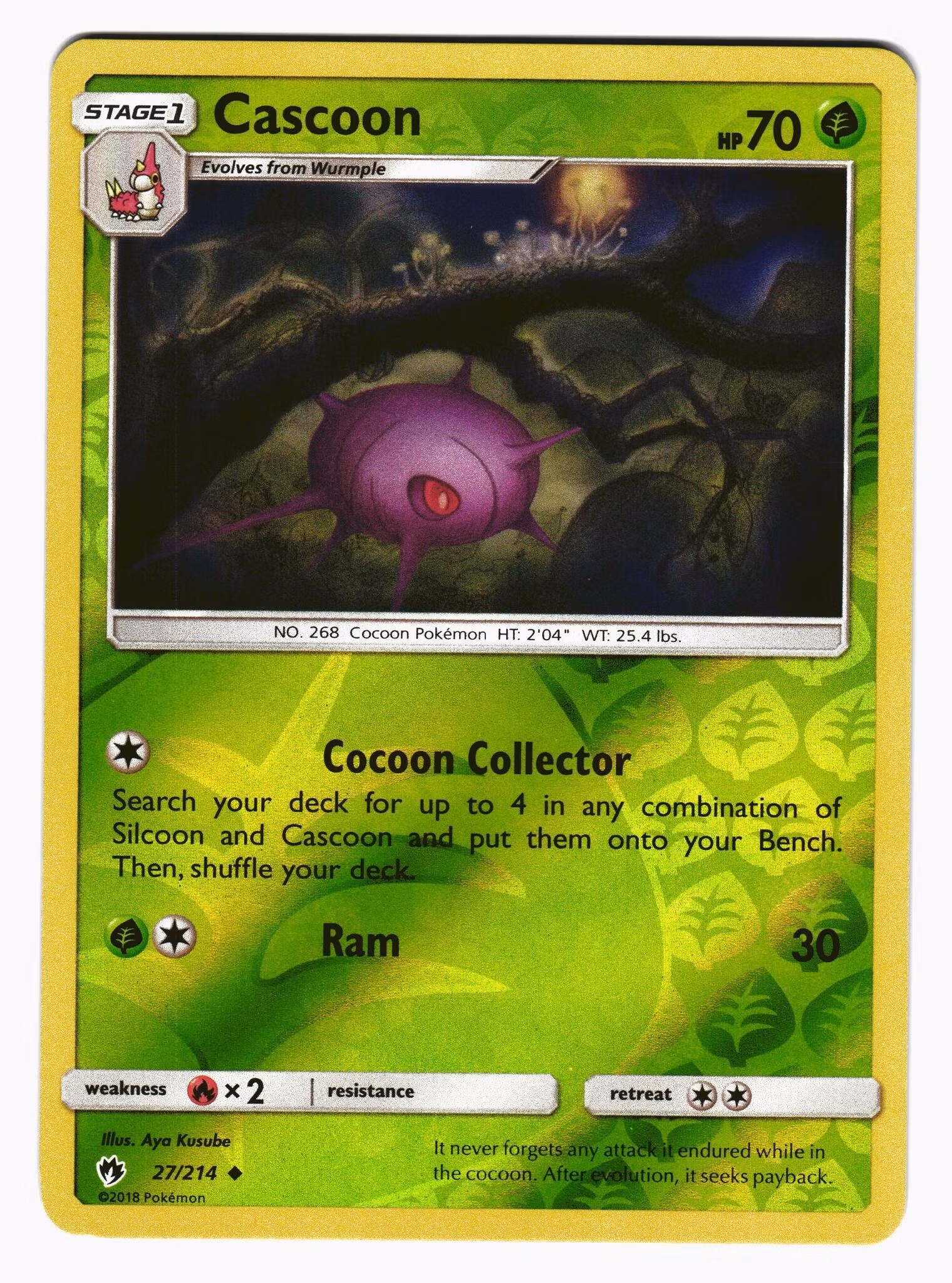 Cascoon Reverse Holo Uncommon 27/214 Lost Thunder Pokemon