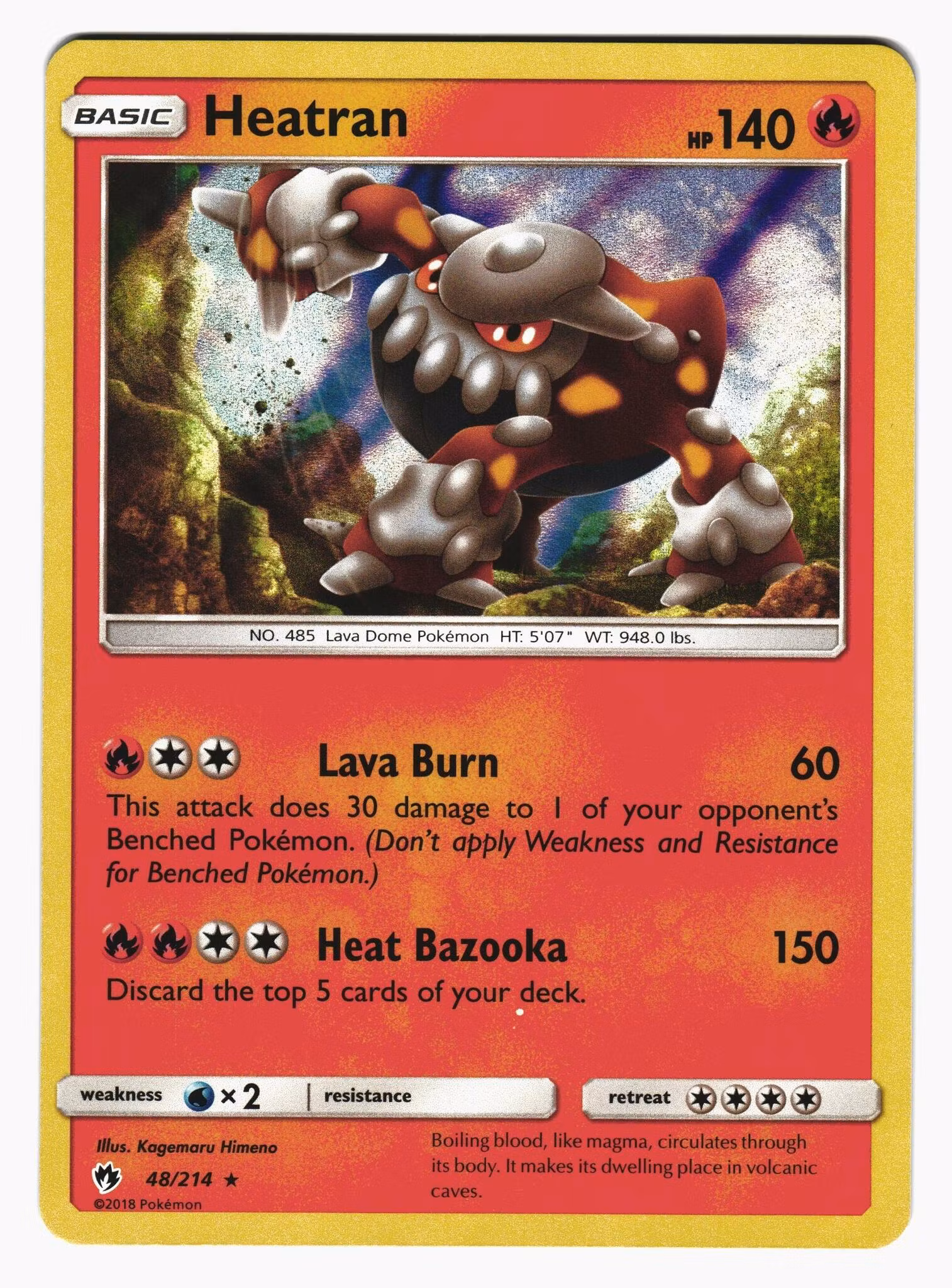 Heatran Holo Rare 48/214 Lost Thunder Pokemon