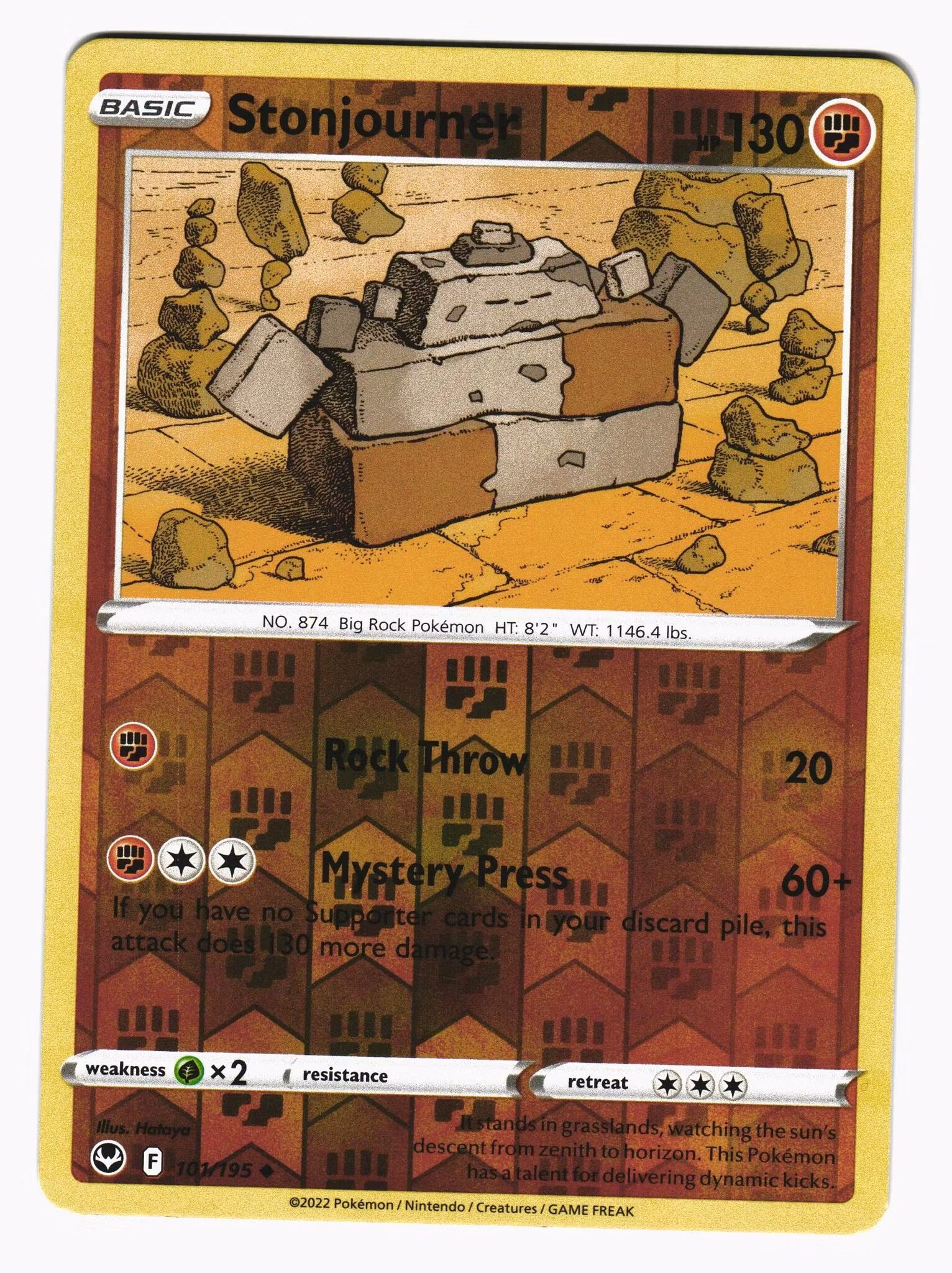 Stonjourner Reverse Holo Uncommon 101/195 Silver Tempest Pokemon