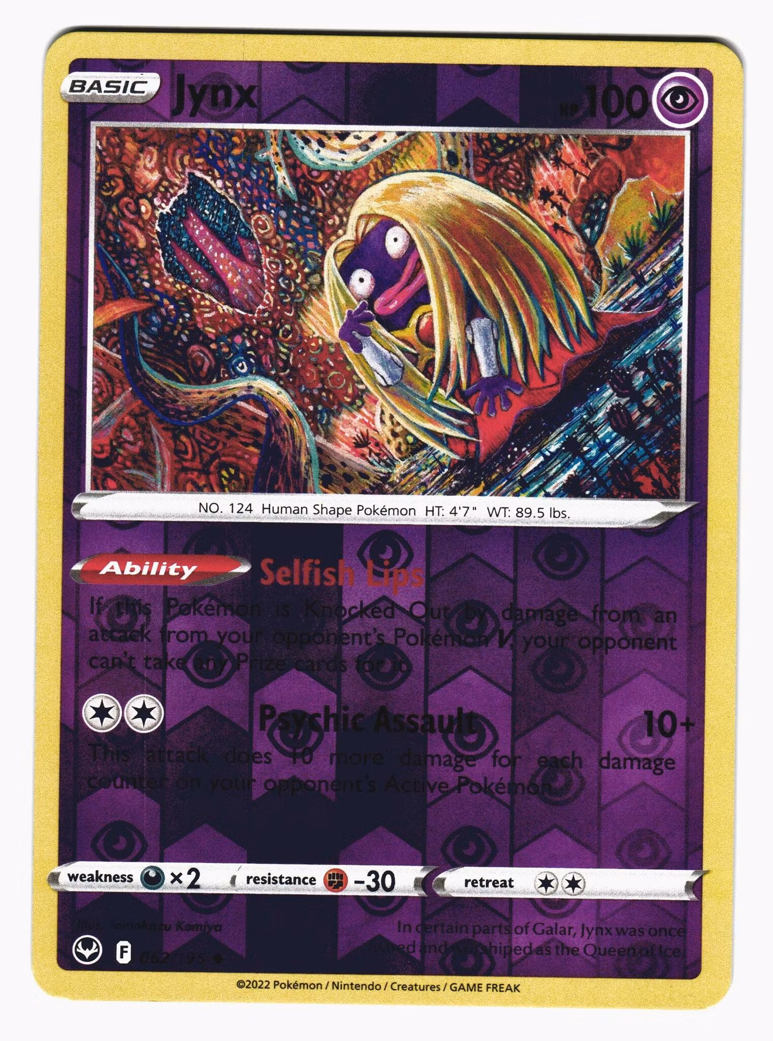 Jynx Reverse Holo Uncommon 062/195 Silver Tempest Pokemon