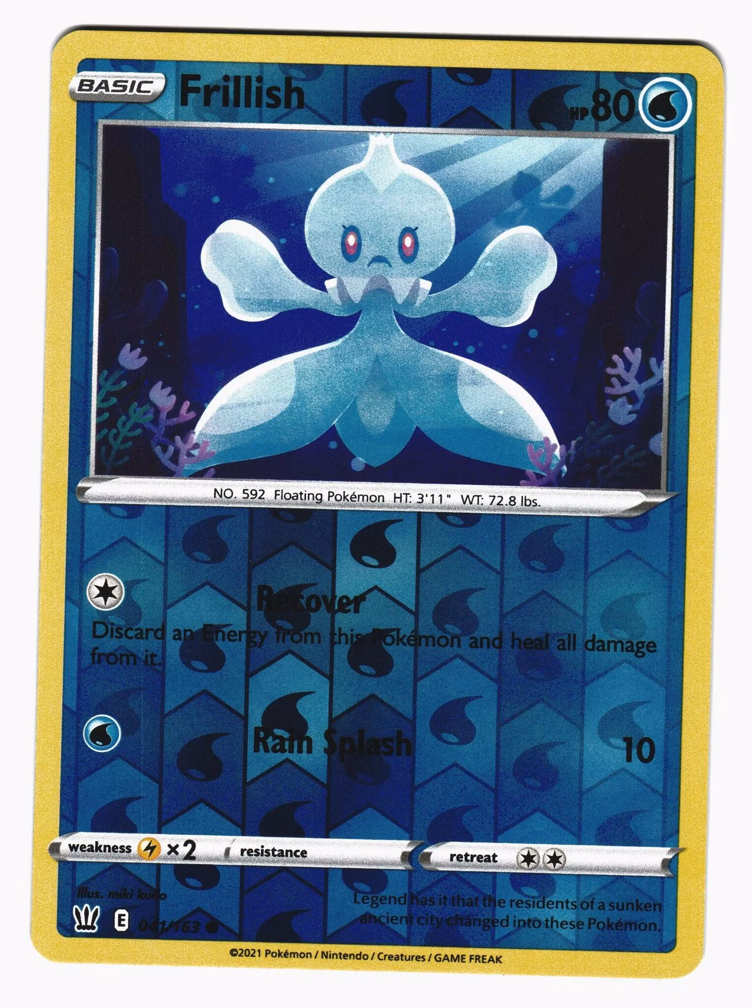Frillish Reverse Holo Common 041/163 Battle Styles Pokemon