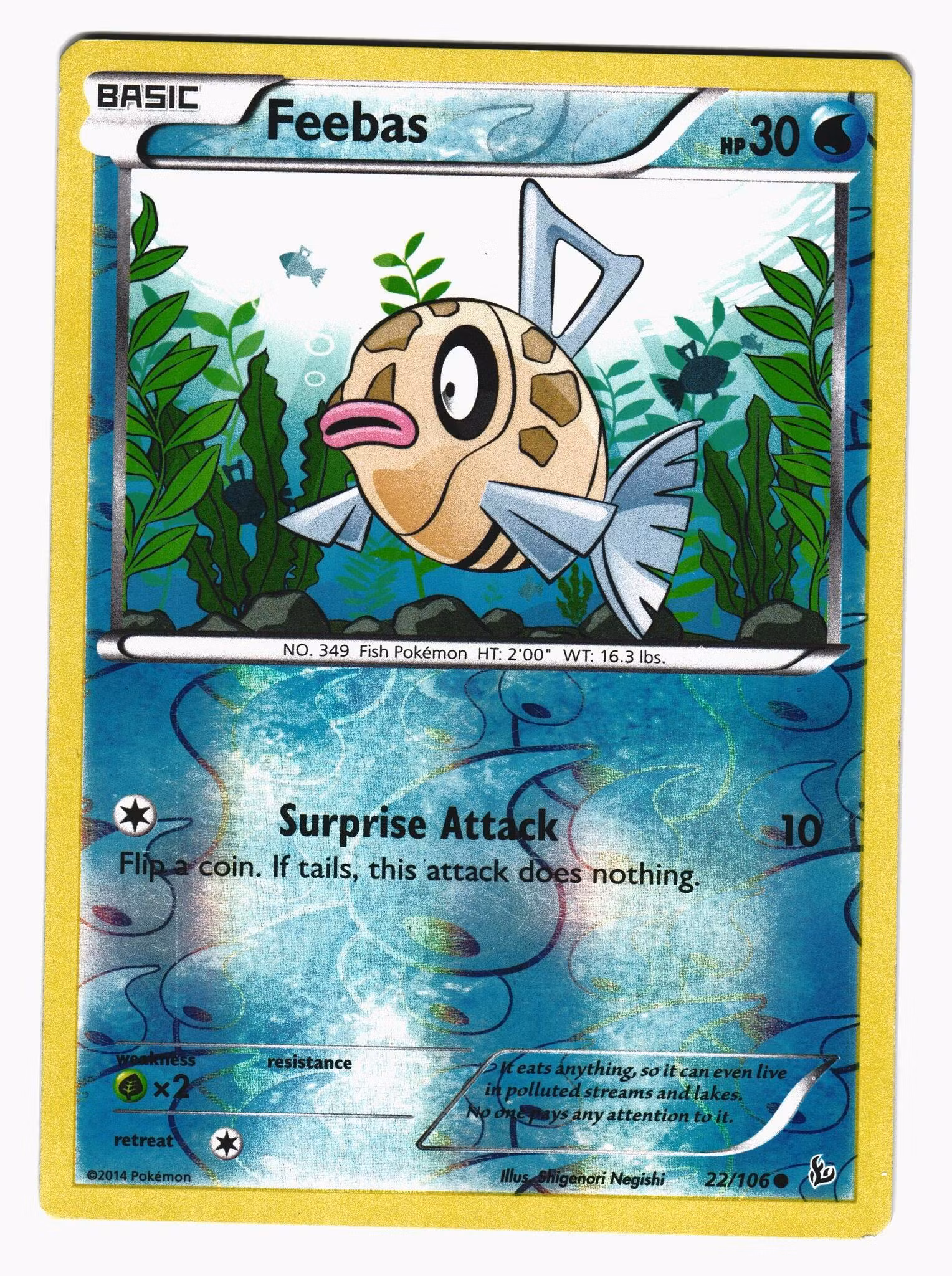 Feebas Reverse Holo Common 22/106 XY Flashfire Pokemon