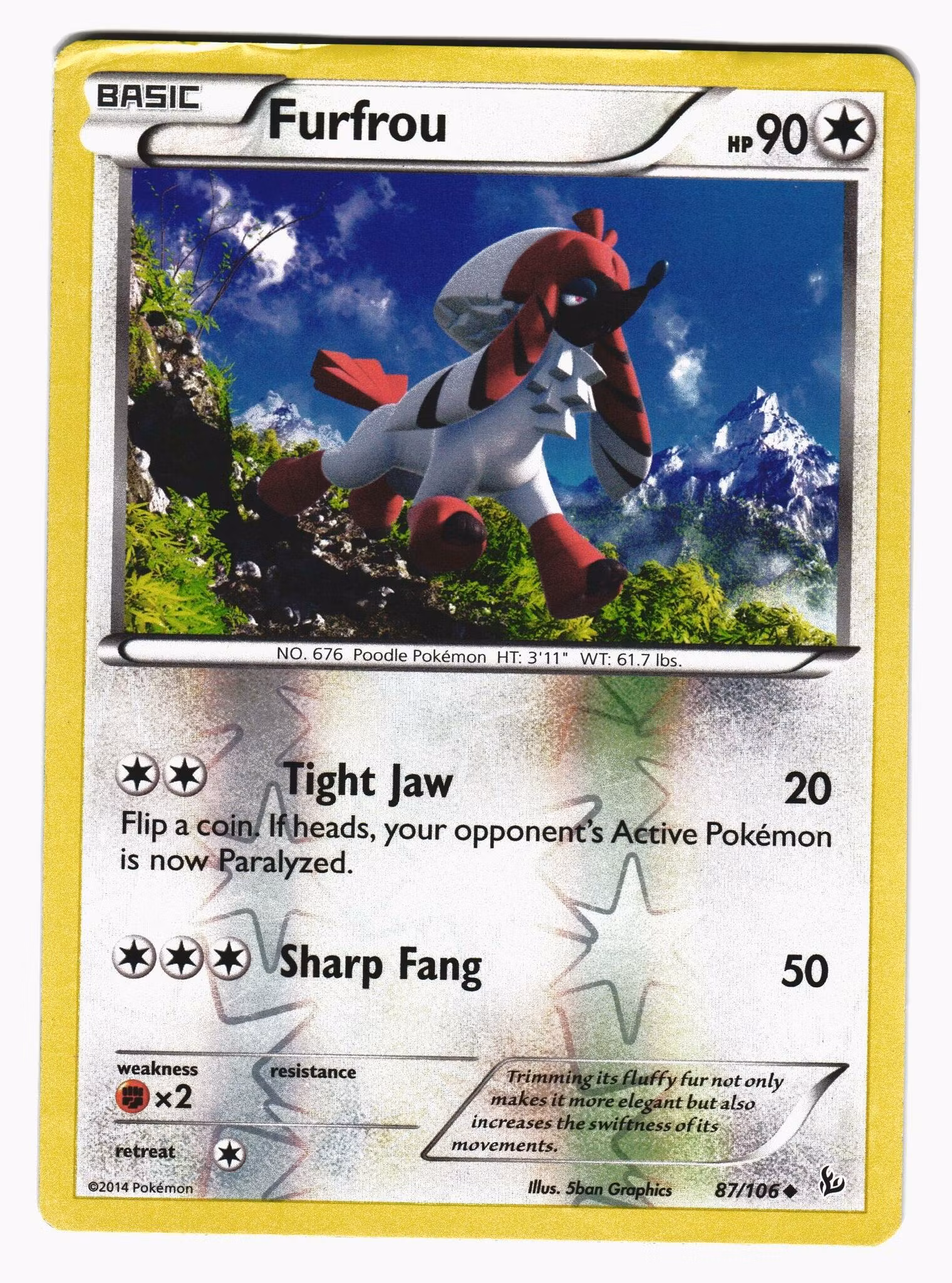 Furfrou Reverse Holo Uncommon 87/106 XY Flashfire Pokemon