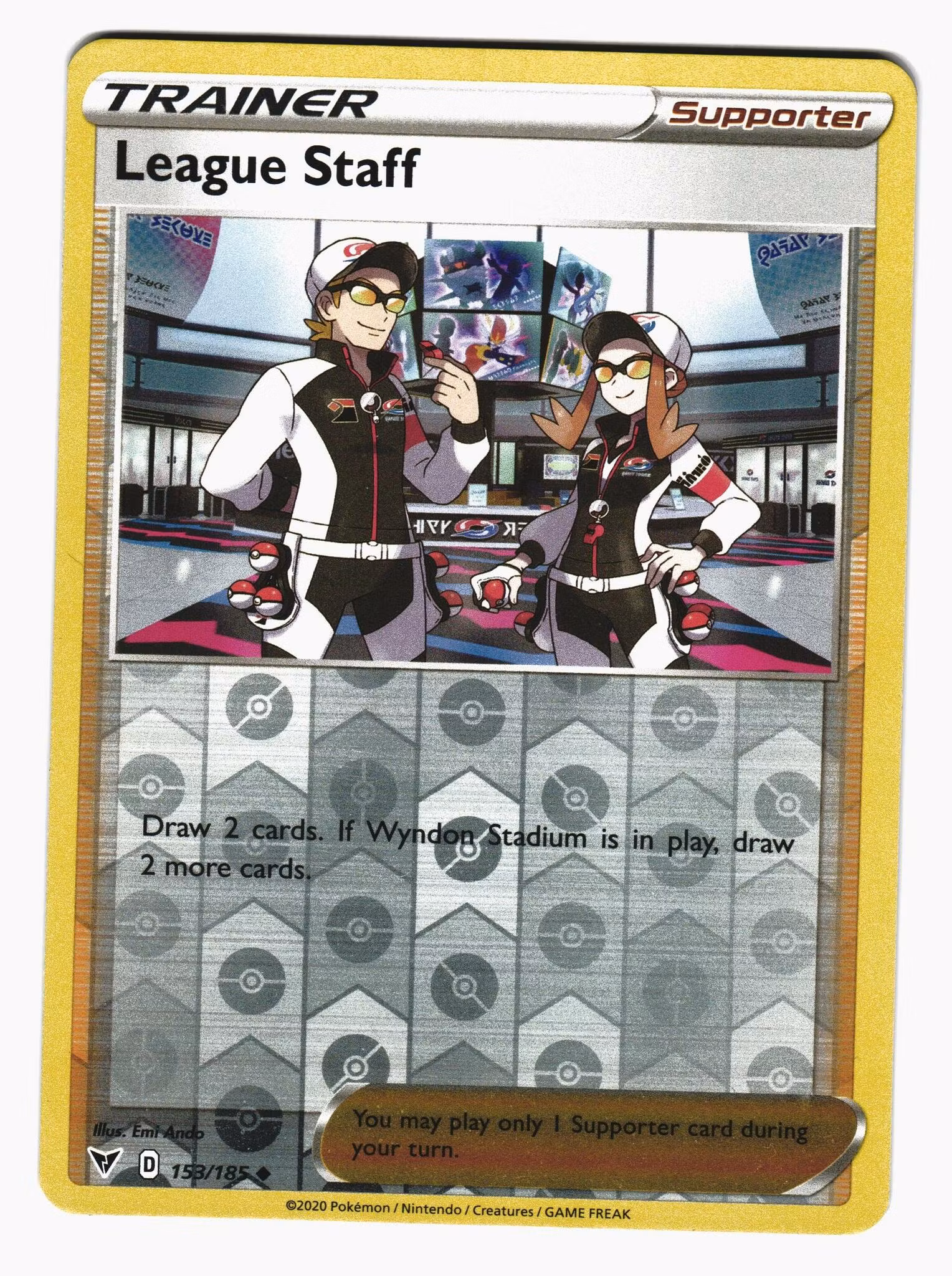 League Staff Reverse Holo Uncommon 153/185 Vivid Voltage Pokemon