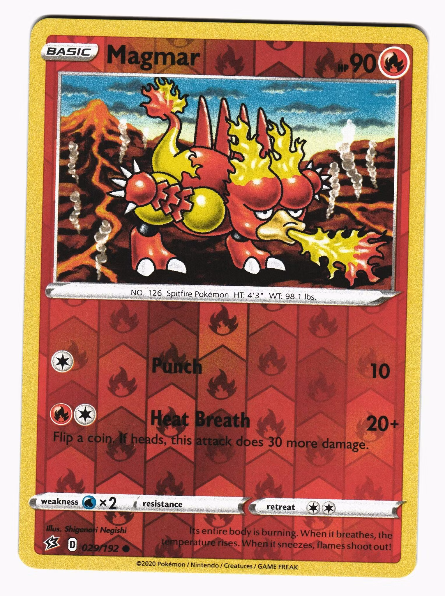 Magmar Reverse Holo Common 029/192 Rebel Clash Pokemon
