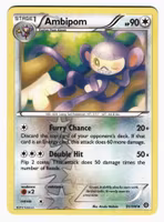 Ambipom Reverse Holo Uncommon 91/114 Steam Siege Pokemon