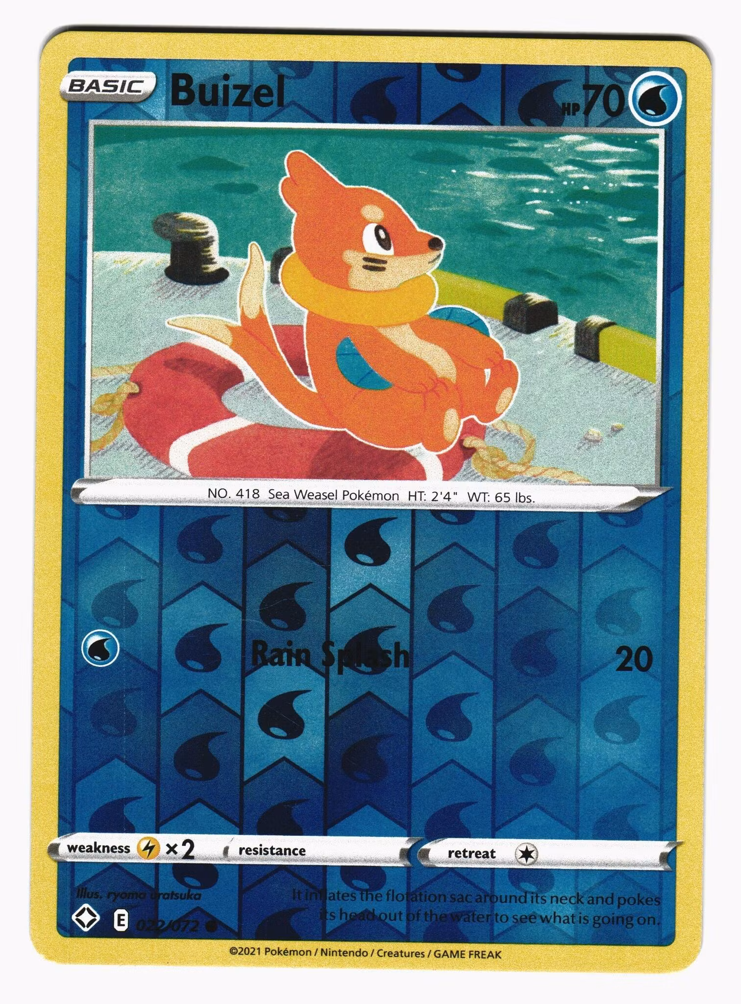 Buizel Reverse Holo Common 022/072 Shining Fates Pokemon