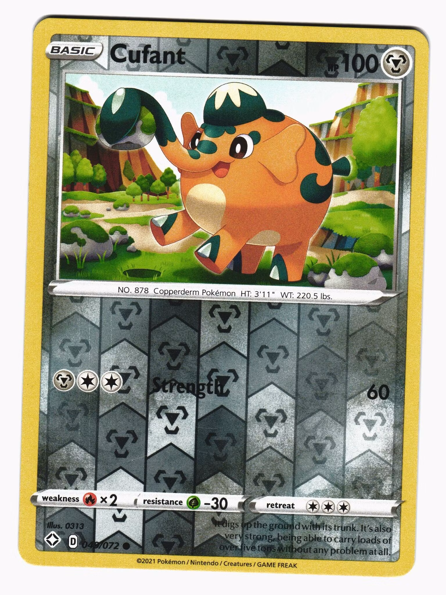 Cufant Reverse Holo Common 049/072 Shining Fates Pokemon