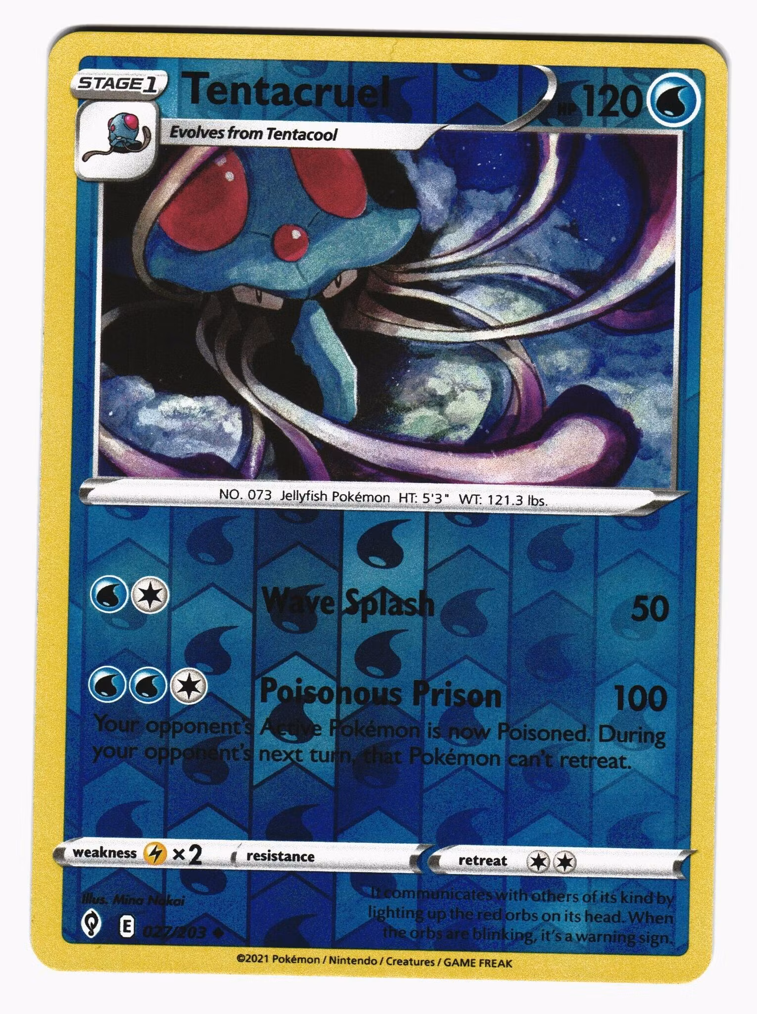 Tentacruel Reverse Holo Uncommon 027/203 Evolving Skies Pokemon
