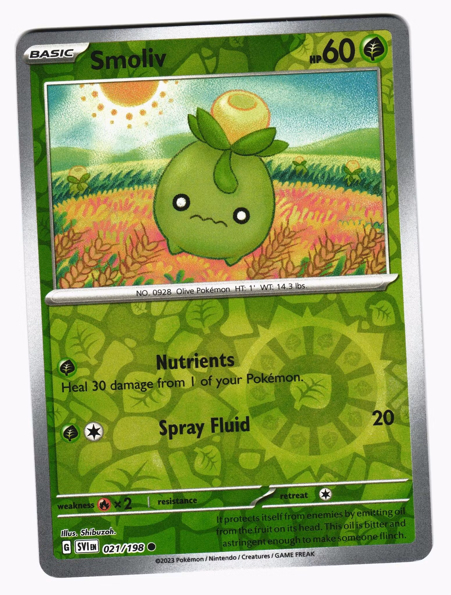 Smoliv Reverse Holo Common 021/198 Scarlet & Violet Pokemon