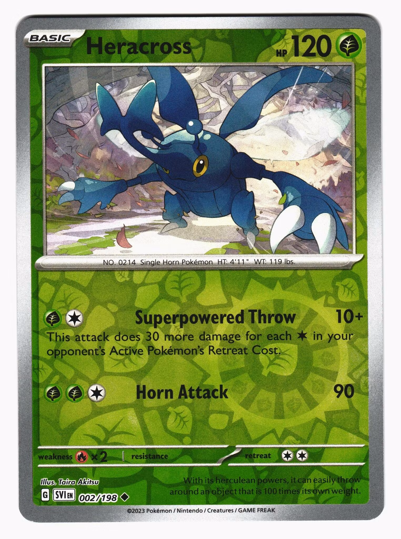 Heracross Reverse Holo Uncommon 002/198 Scarlet & Violet Pokemon