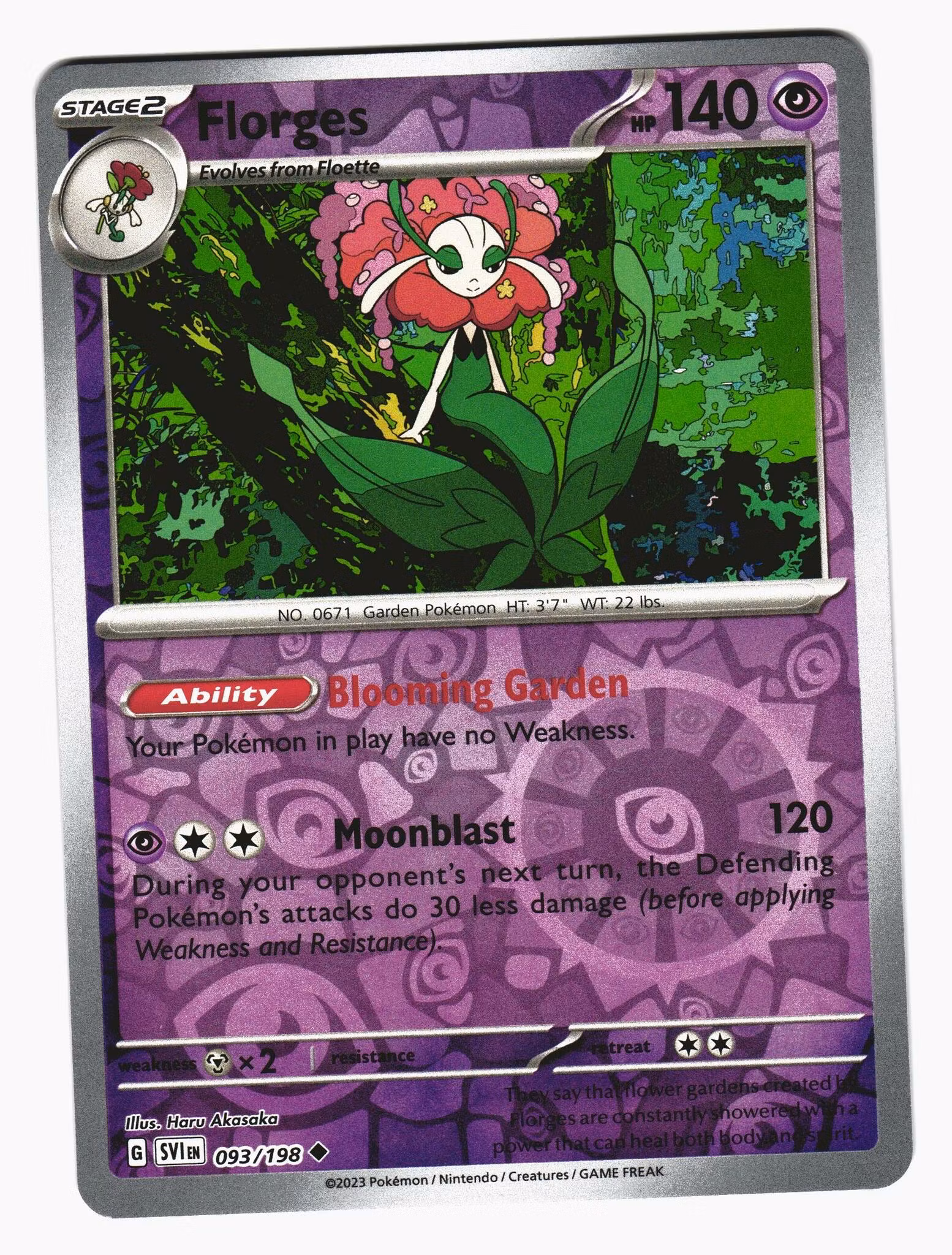 Florges Reverse Holo Uncommon 093/198 Scarlet & Violet Pokemon