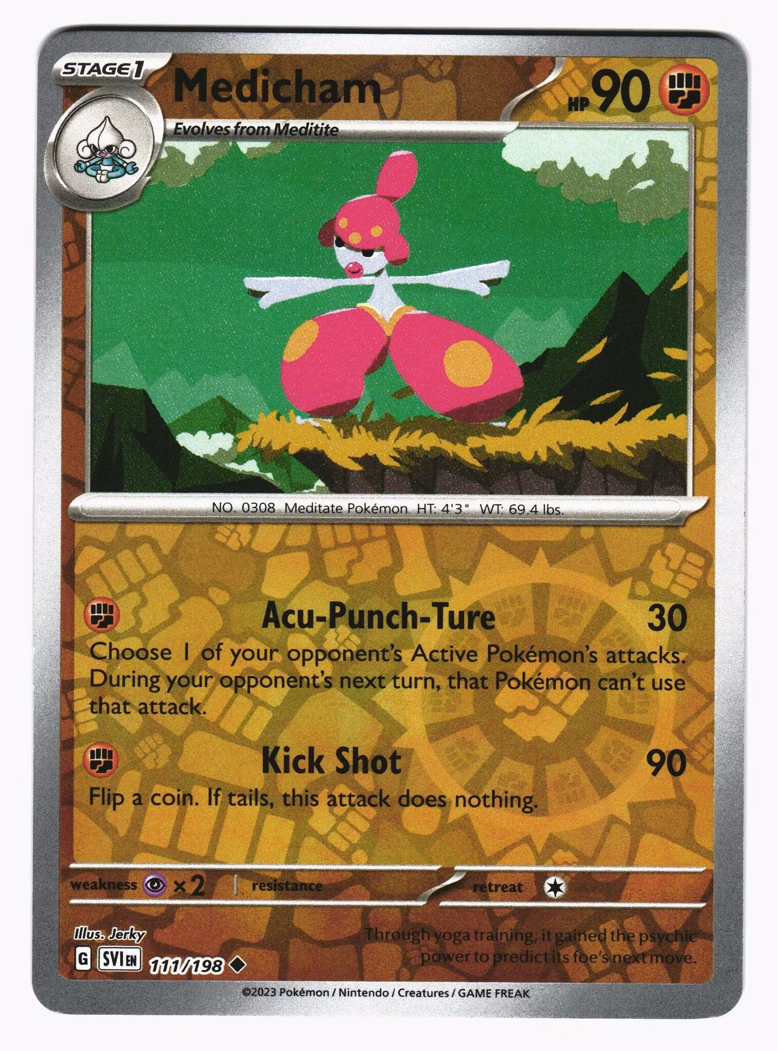 Medicham Reverse Holo Uncommon 111/198 Scarlet & Violet Pokemon