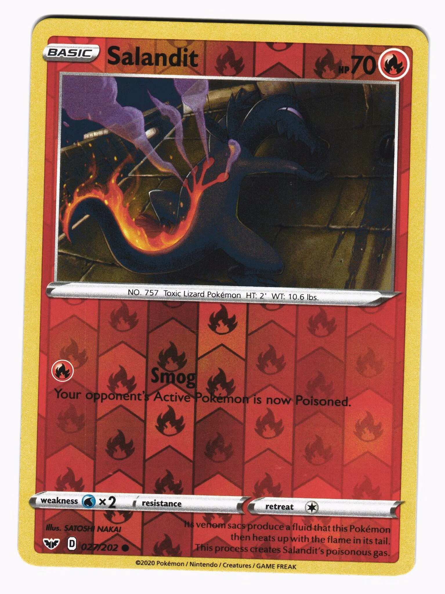 Salandit Reverse Holo Common 027/202 Sword & Shield Pokemon