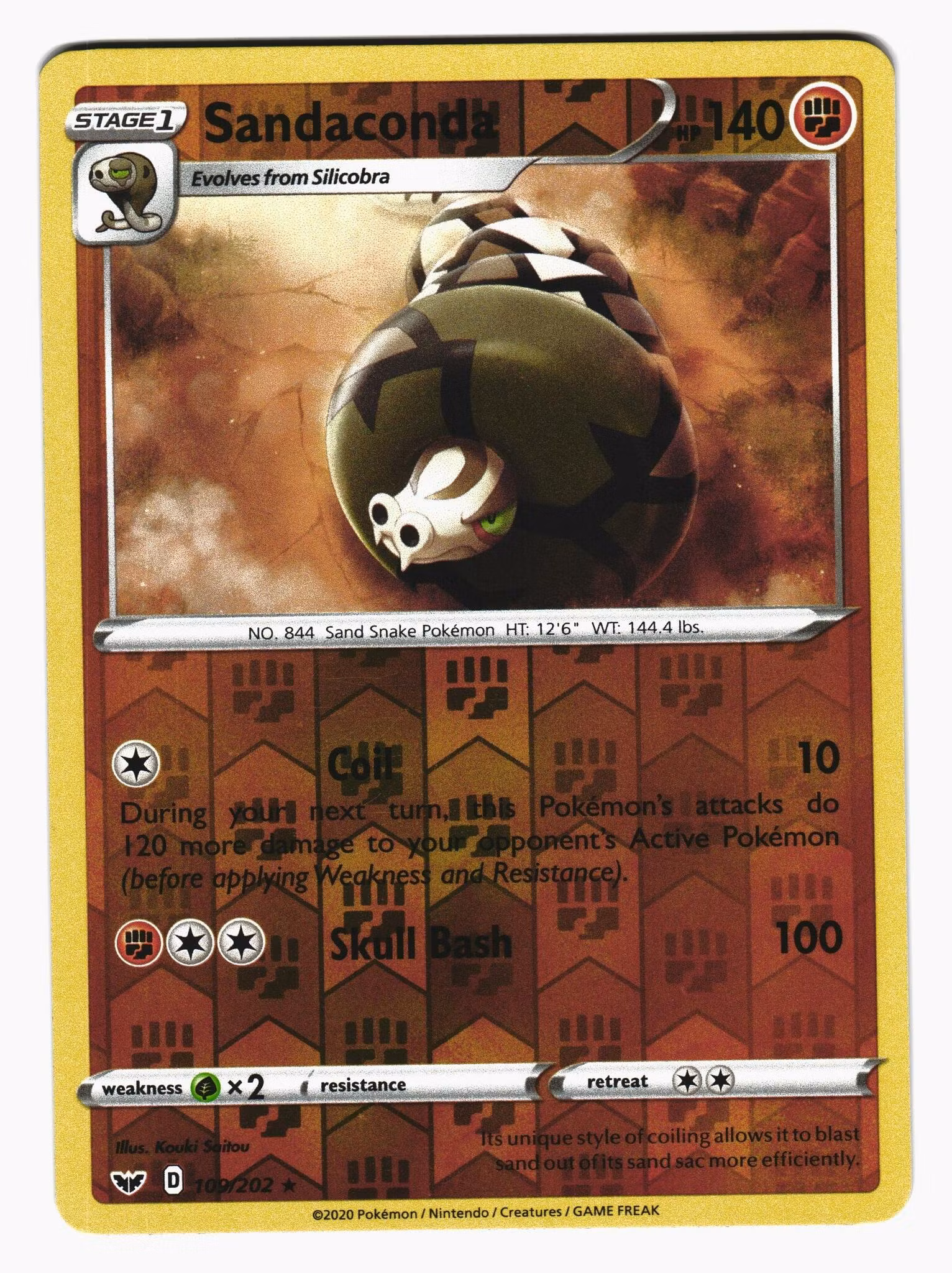 Sandaconda Reverse Holo Rare 109/202 Sword & Shield Pokemon