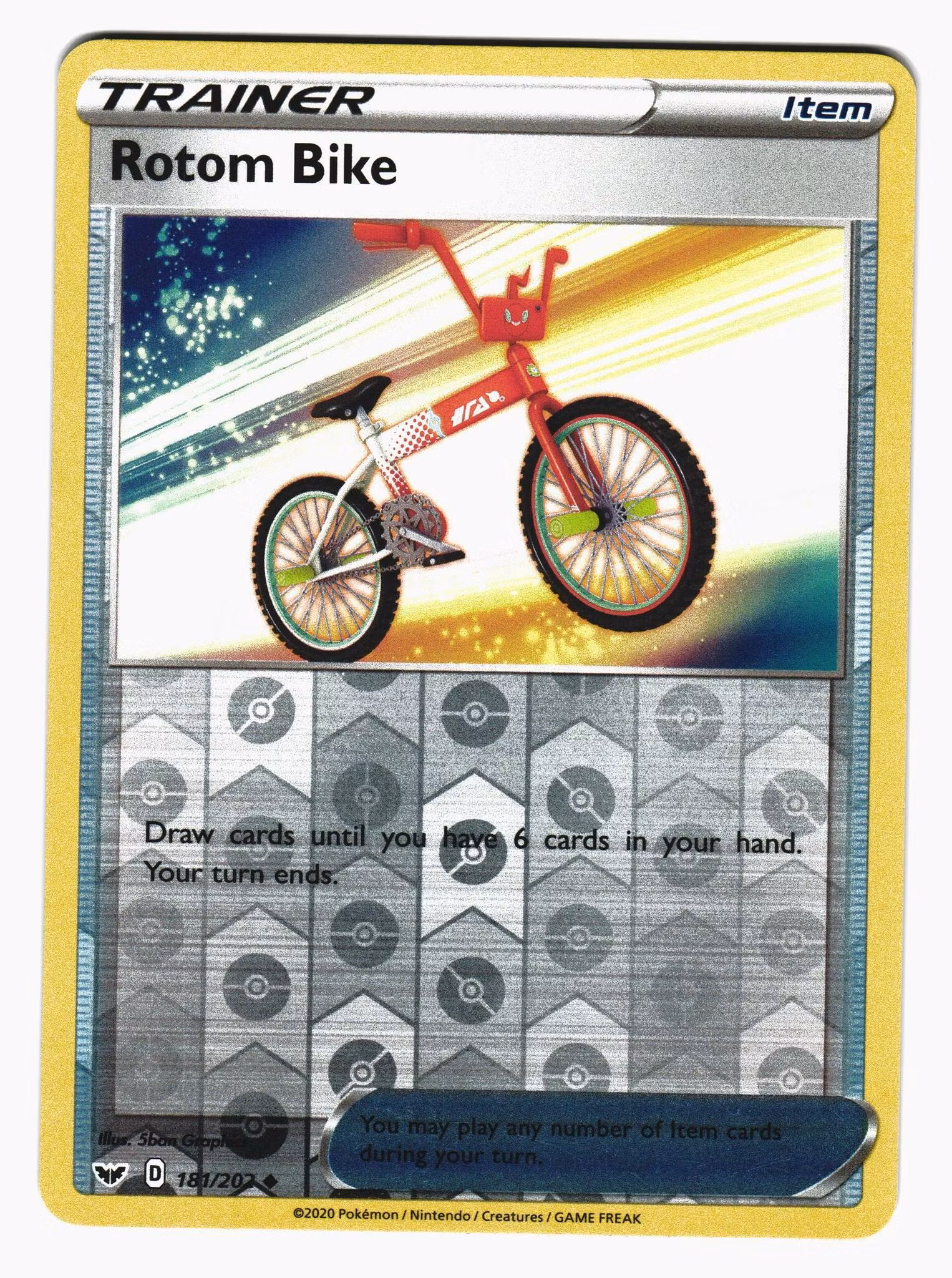 Rotom Bike Reverse Holo Uncommon 181/202 Sword & Shield Pokemon
