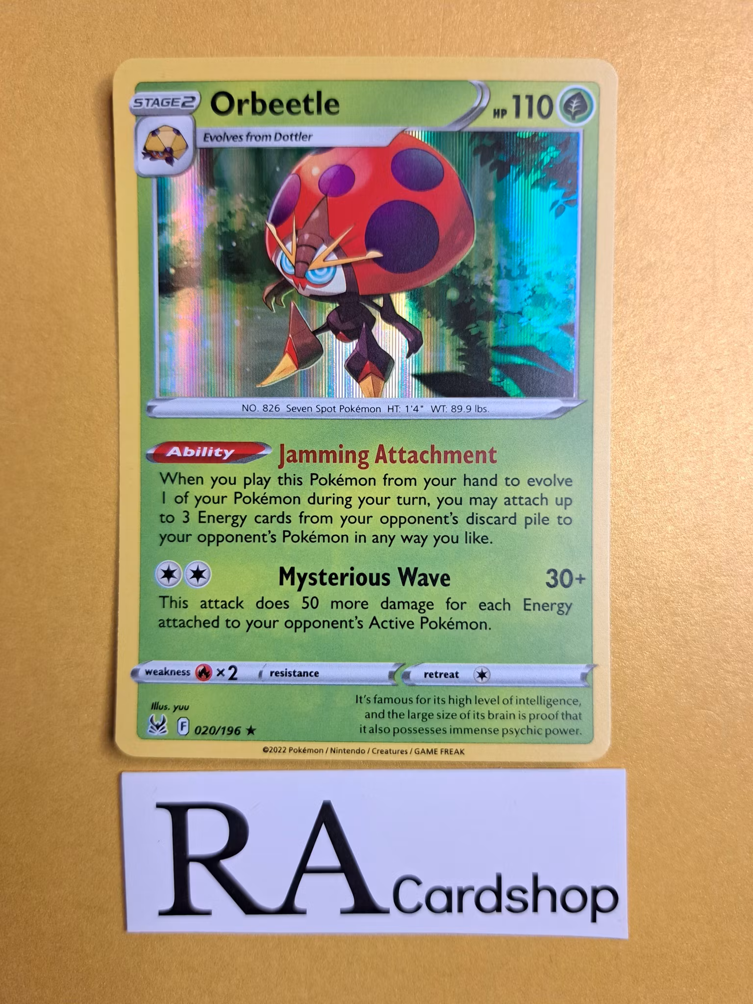 Orbeetle Holo Rare 020/196 Lost Origin Pokemon