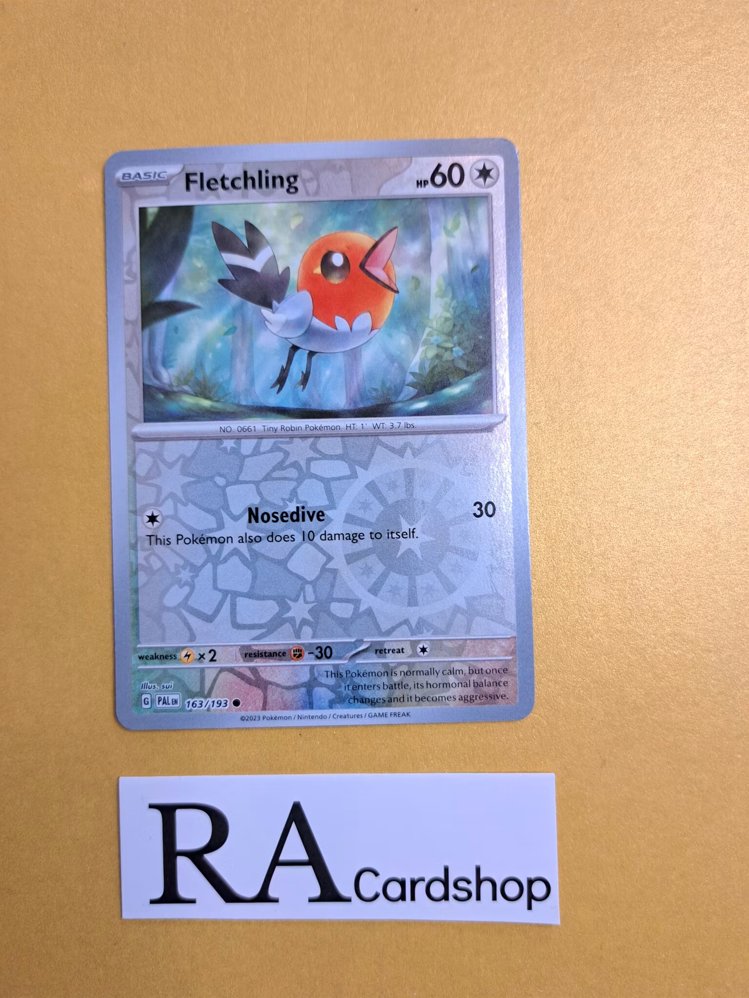 Fletchling Common Reverse Holo 163/193 Paldea Evolved Pokemon