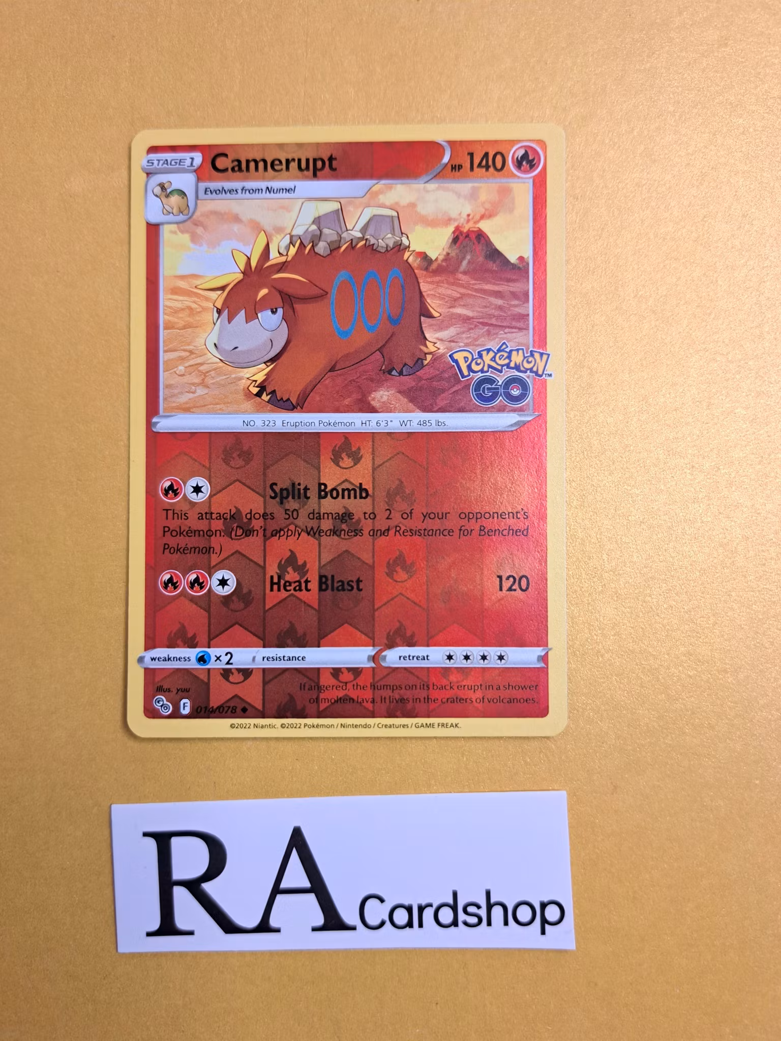 Camerupt Reverse Holo Uncommon 014/078 Pokemon GO Pokemon