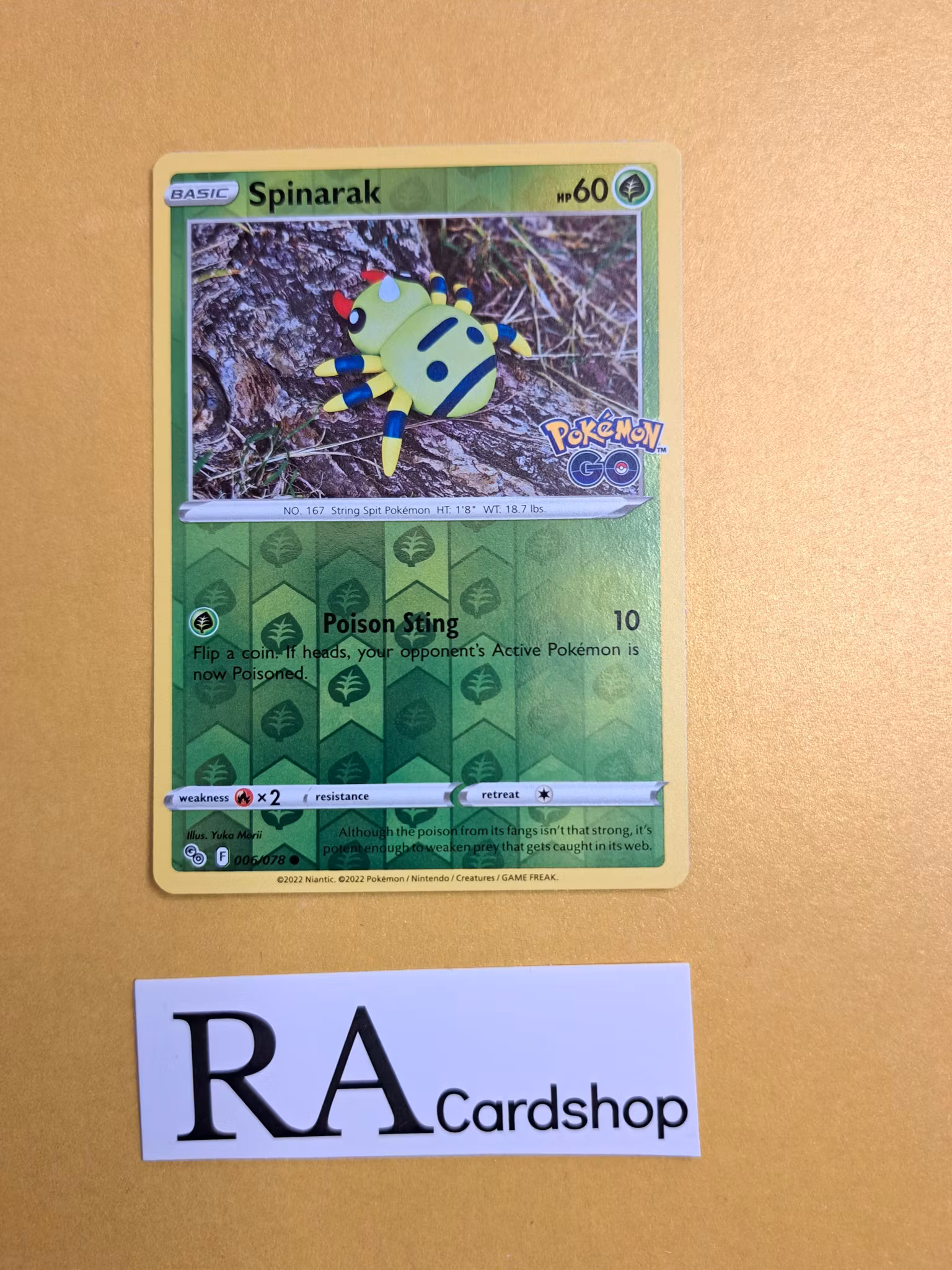 Spinarak Reverse Holo Common 006/078 Pokemon GO Pokemon